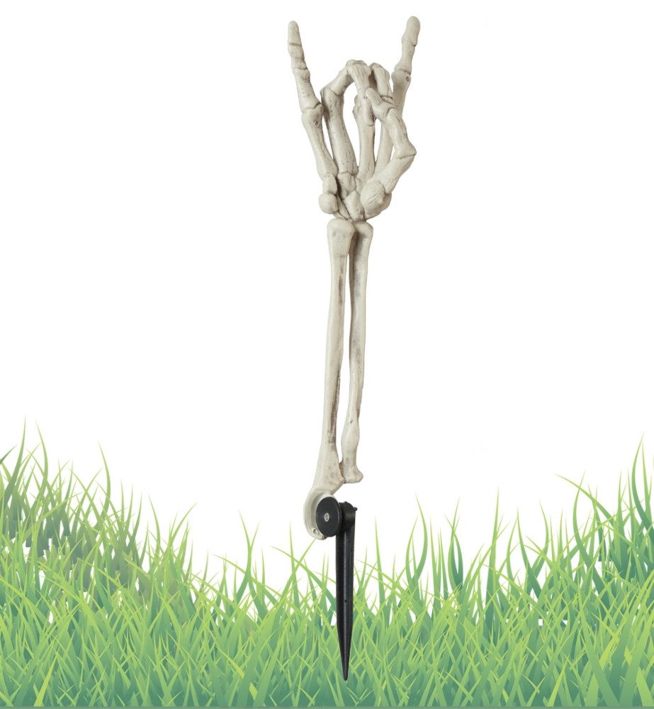 Fries Dekofigur Halloween Deko Knochen Skelett Hand mit Erdspieß Karneval, günstig online kaufen