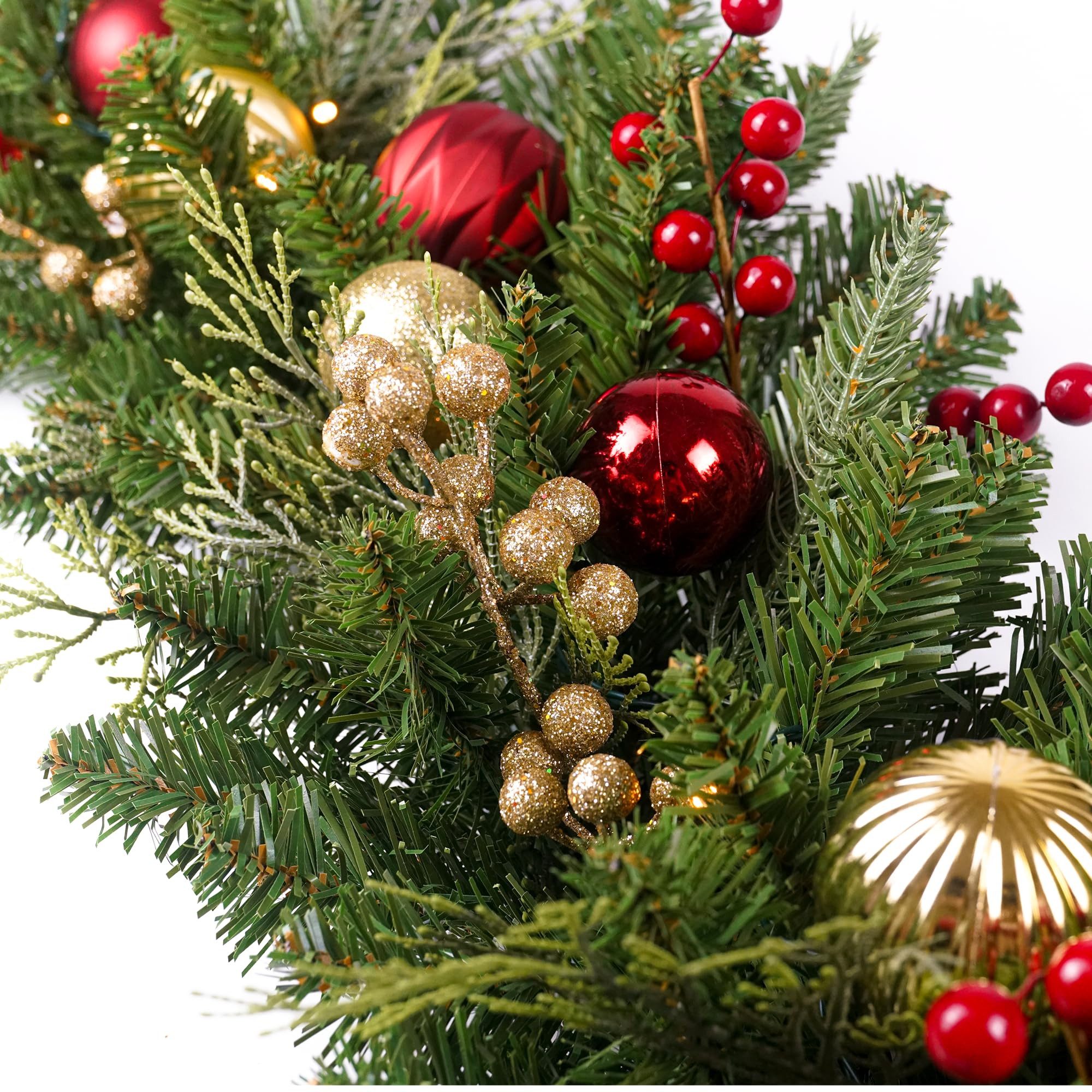 Kunstgirlande Weihnachtsgirlande mit Beleuchtung Weihnachtsdekoration für, Coonoor, Kaminsims, Treppenhaus, Innen- und Außenbereich – Bild 5 von 5