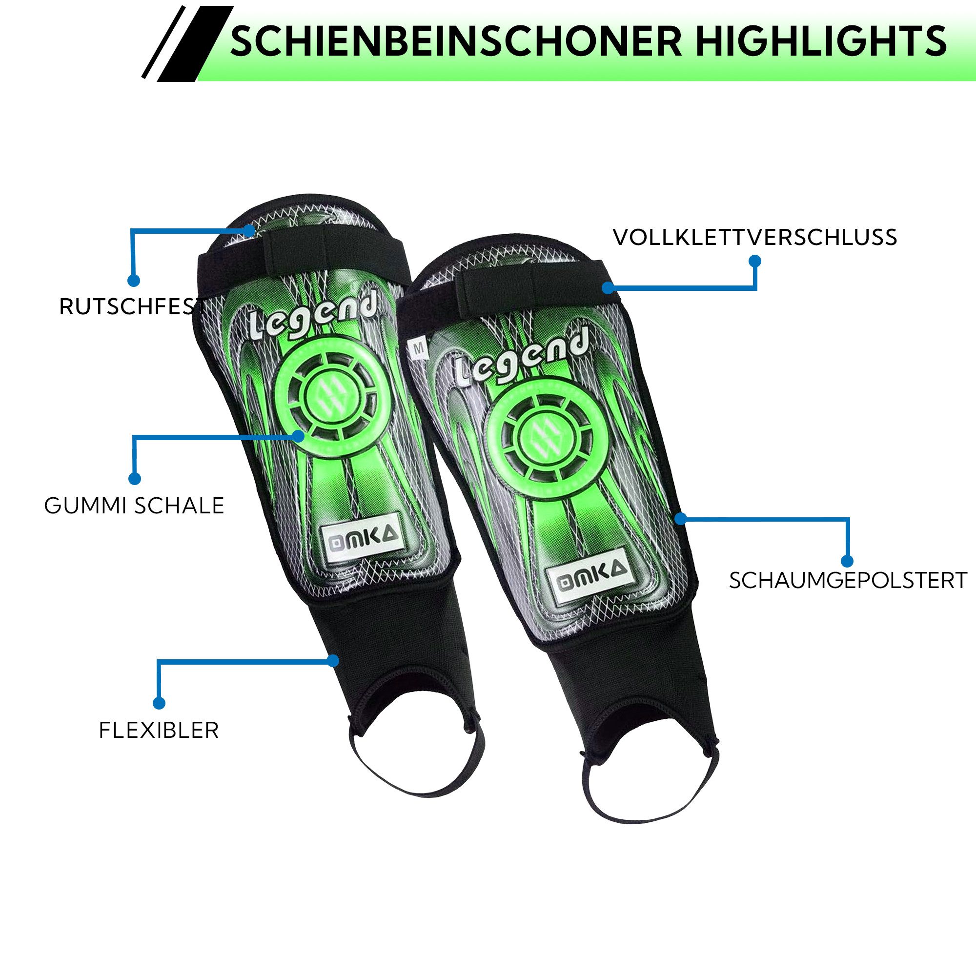 OMKA Fußball Schienbeinschoner OK400, Shinguard Schienbeinschoner Fußball-Schützer – Bild 4 von 5