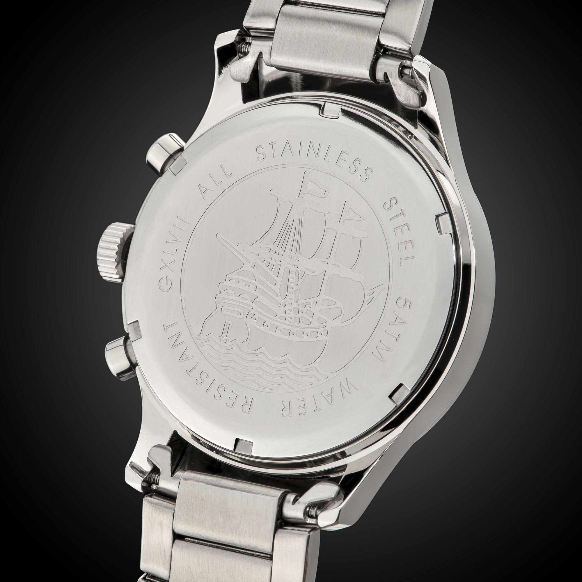 Gigandet Chronograph Armbanduhr, Herrenuhr, Sportuhr, 44mm, BRILLIANCE G48-005, Mineralglas, Datumsanzeige, Edelstahlband, 5bar/50m wasserdicht