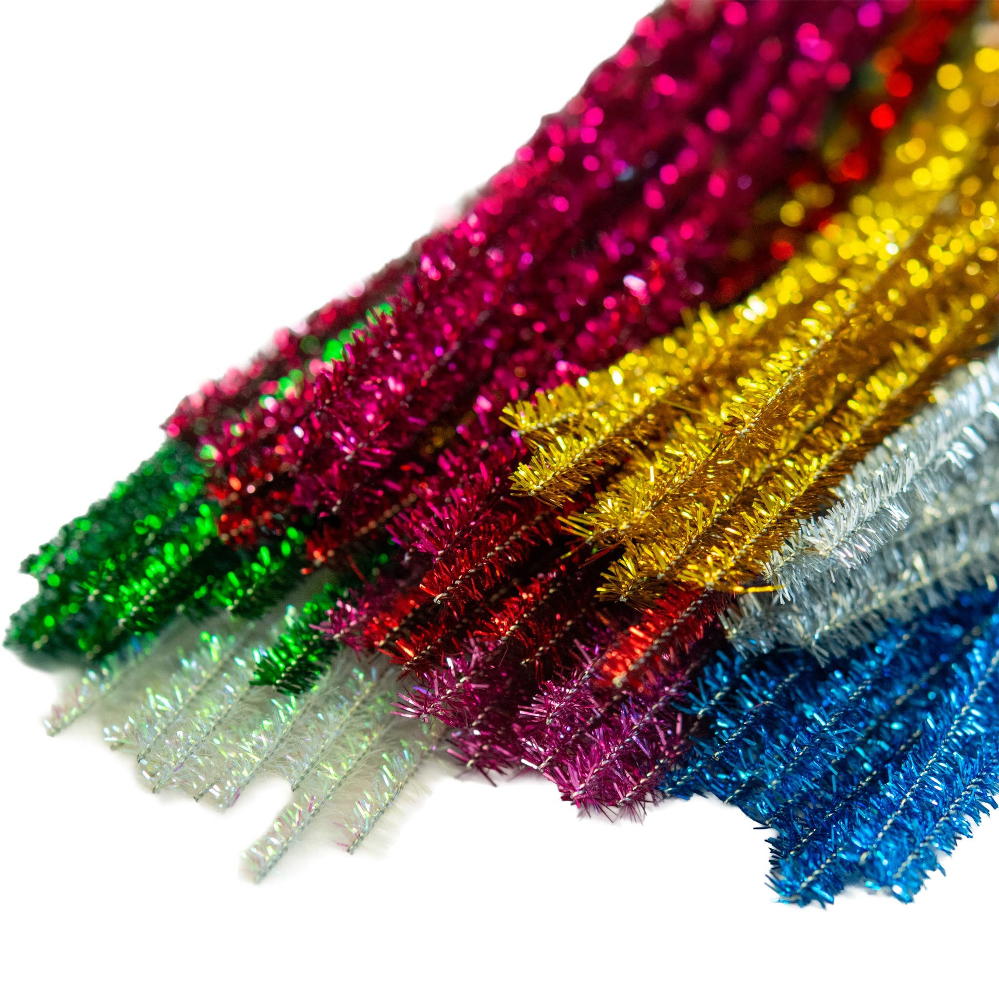 maDDma Basteldraht 80 Stück Pfeifenreiniger mit Glitzereffekt 30cm × 6mm Basteln