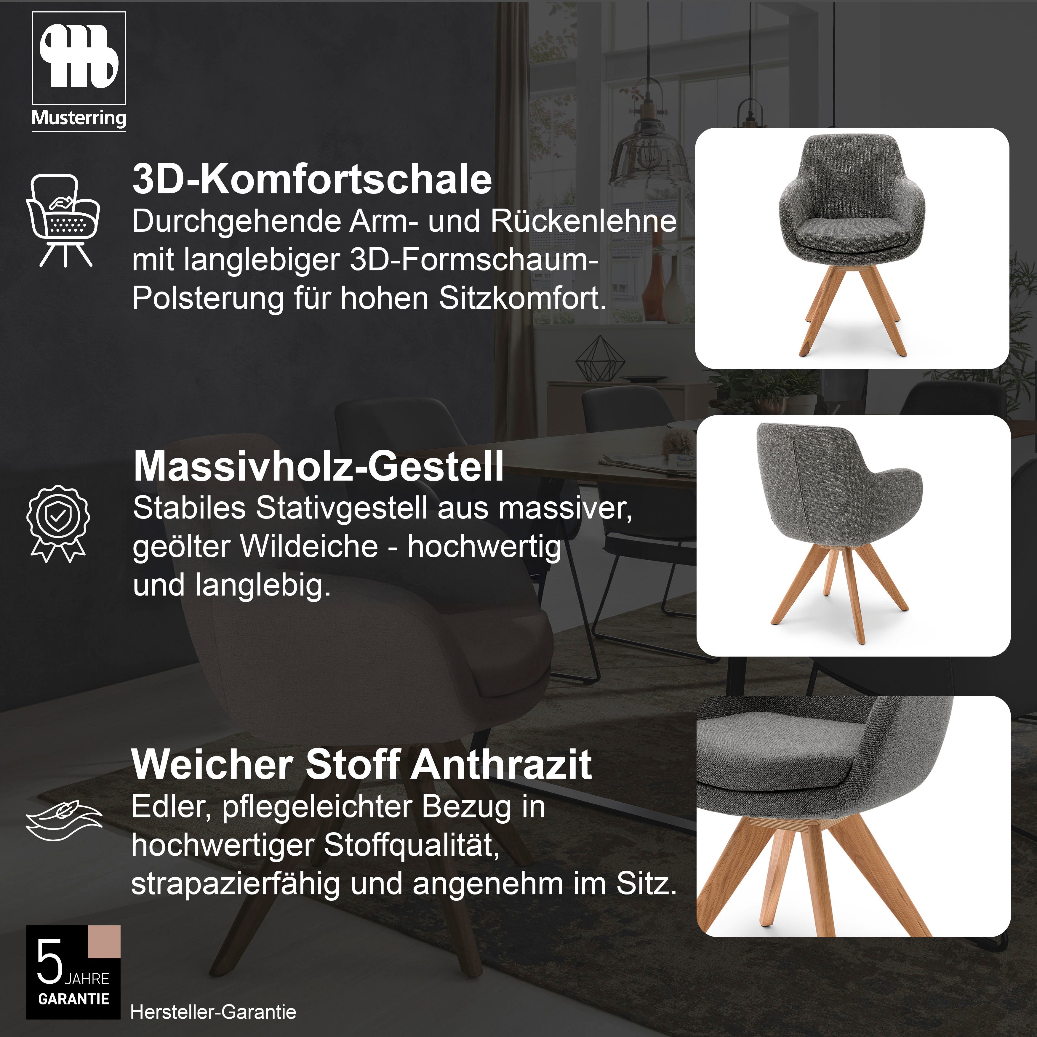 Musterring Esszimmerstuhl Tavia (Set, 2 St), Stativgestell Wildeiche massiv, Drehfunktion optional, diverse Farben