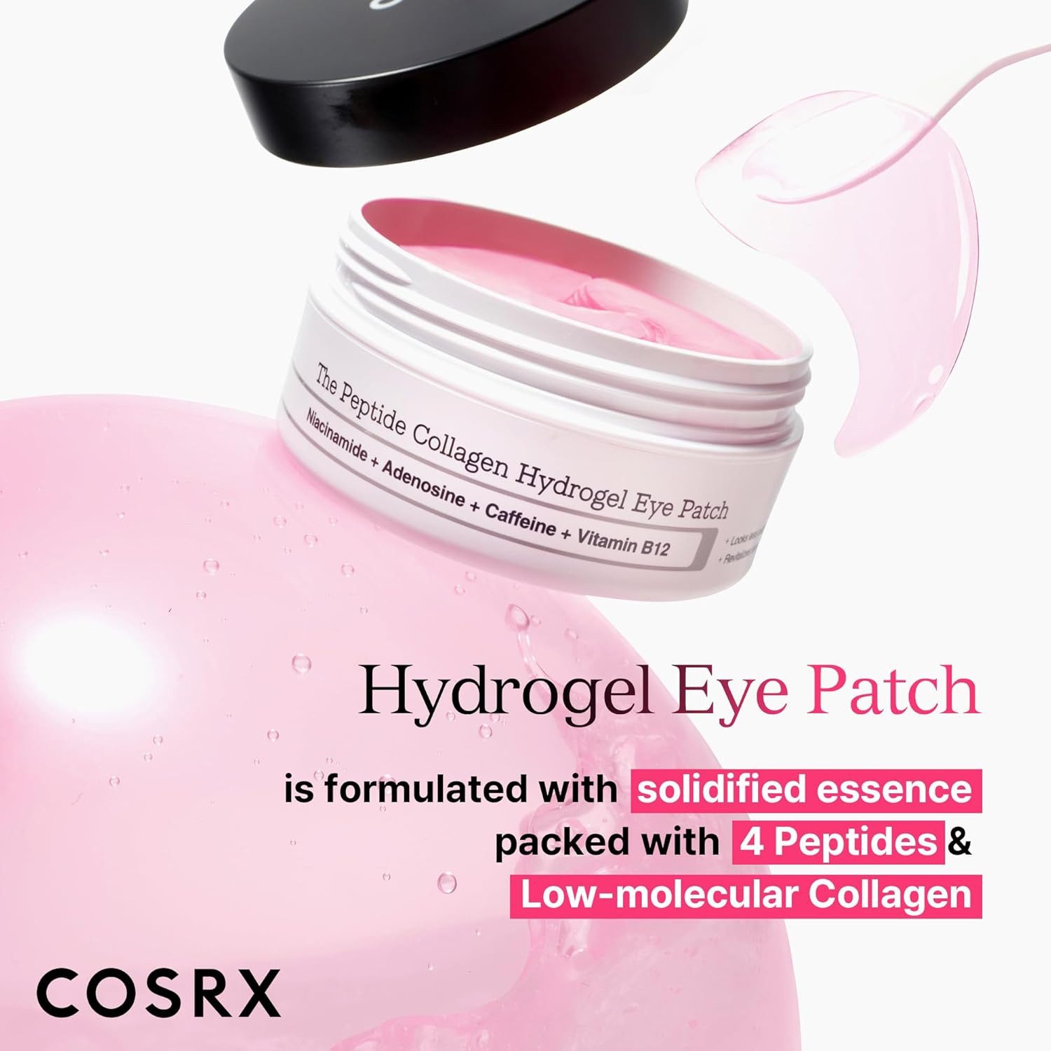 Cosrx Augenpads Peptide Collagen Hydrogel Eye Patch – Erfrischte Augenpartie ohne, Kollagen, Hyaluronsäure, Niacinamid & Koffein für glatte, straffe Haut