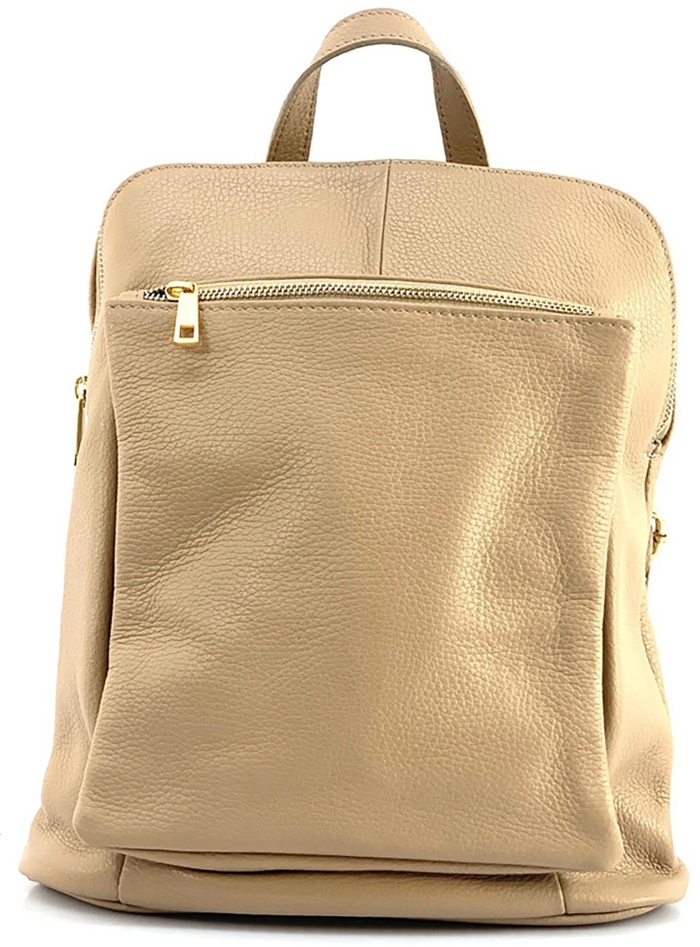 FLORENCE Cityrucksack Florence Damen Rucksack Echtleder (Cityrucksack), Damen Tasche Echtleder taupe, beige, Made-In Italy