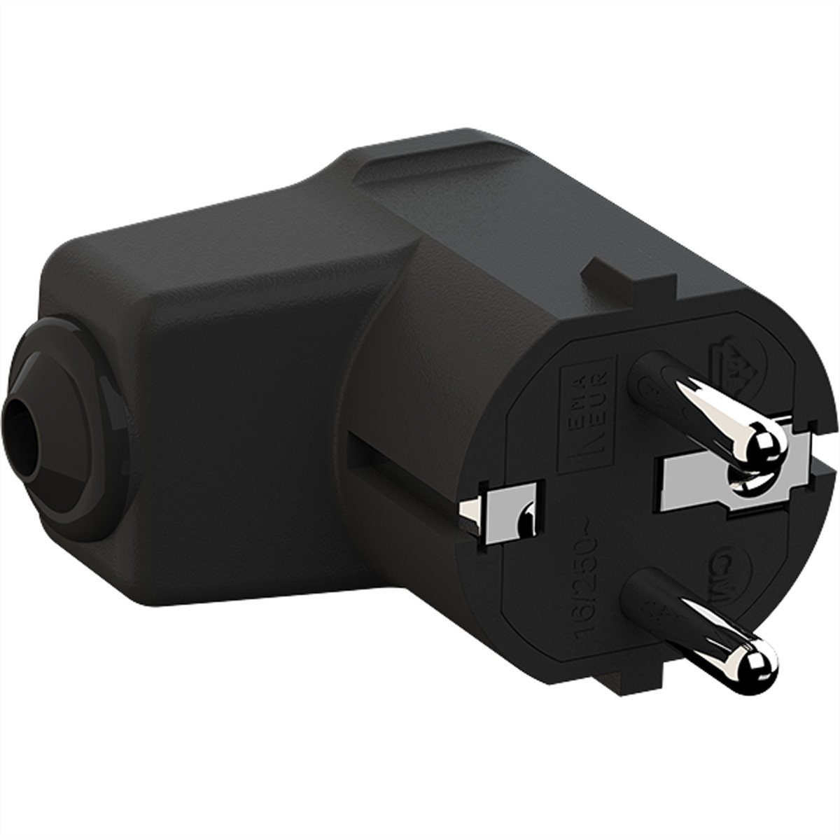 Bachmann Montage-Winkelstecker schwarz Stromadapter, 0 cm, CEE 7/7 2-polig mit Schutzkontakt, 960.102