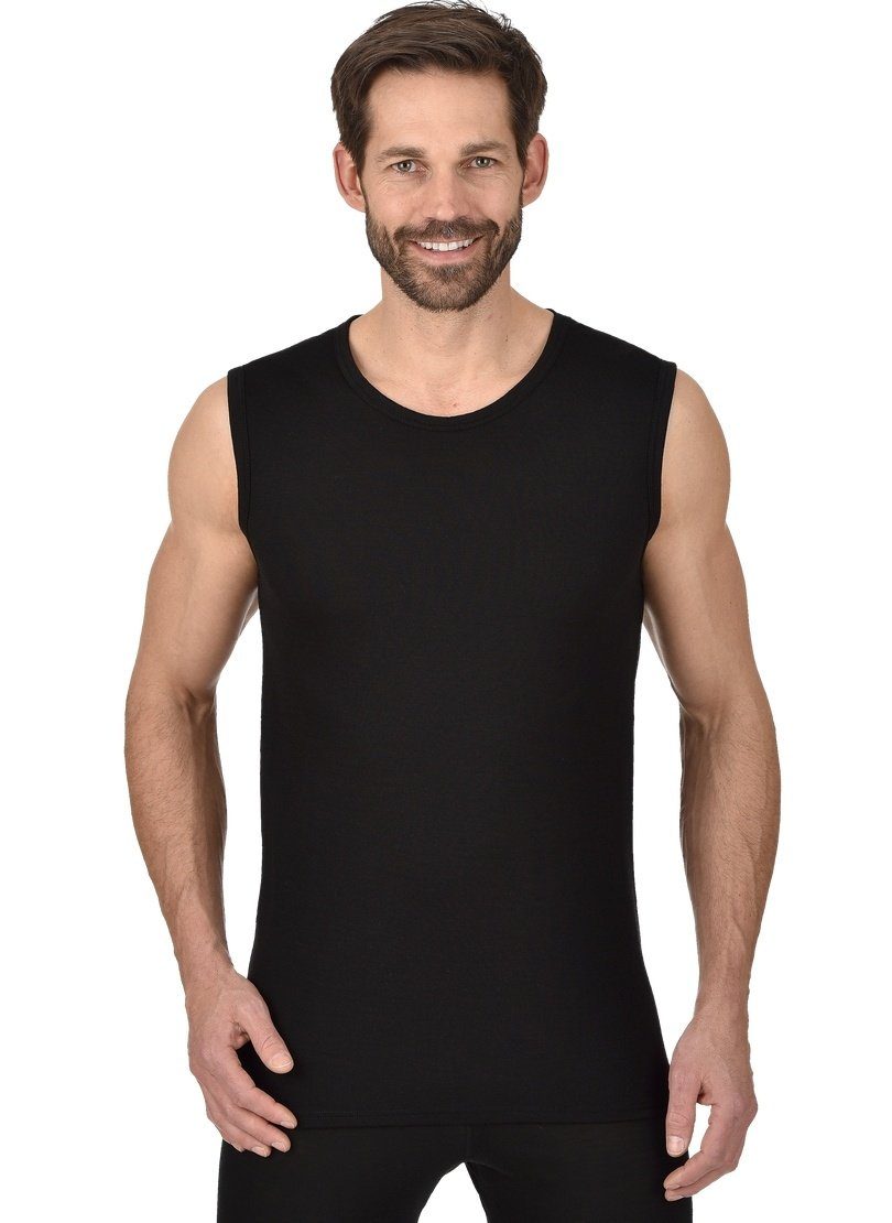 Trägershirt schwarz Trigema Unterhemd TRIGEMA Merinowolle aus
