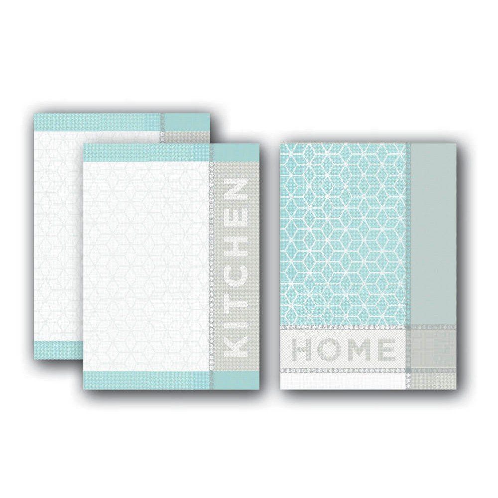 Dyckhoff Geschirrtuch 3 Geschirrtücher HOME & KITCHEN - silber/mint, Jacqua günstig online kaufen