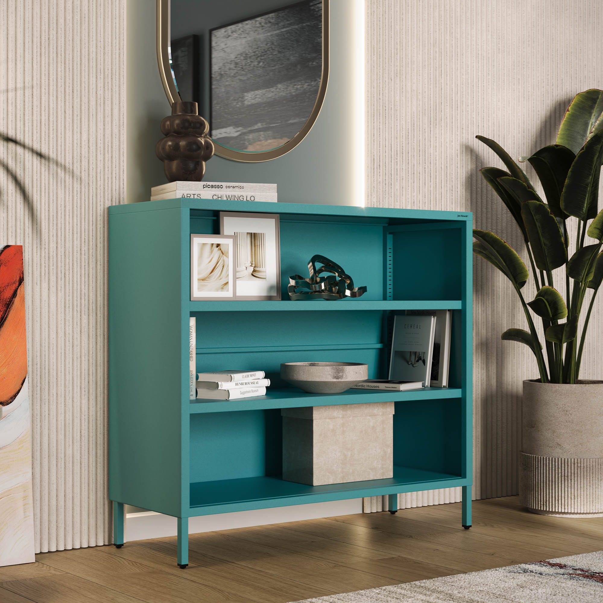 Jan Nowak Sideboard LUCA Regal Metall Stahl 100x90x35cm 2 Regale Sparkling (Stahl 0,6mm, 40kg, 25mm Raster, Wandmontage möglich), Brilliance Beine regulierbar W – Bild 5 von 5