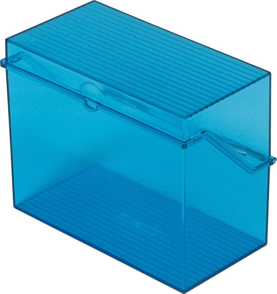 HELIT Karteikasten Karteibox A6 quer für ca. 400 Karten blau transparent