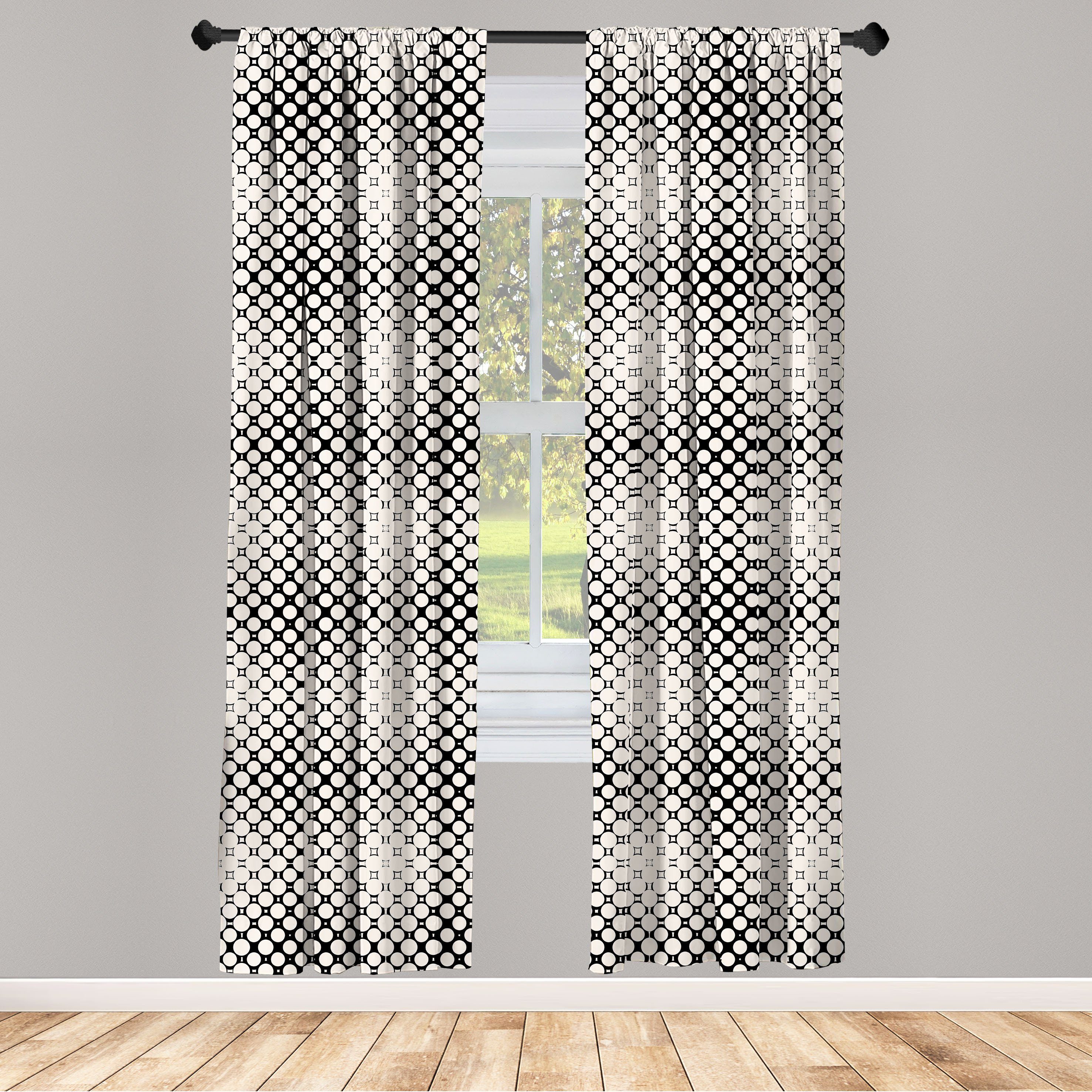 Vorhang für Wohnzimmer Abakuhaus, Dekor, Schlafzimmer Microfaser, Geometrisch Kreise Abstrakte Quadrate Gardine