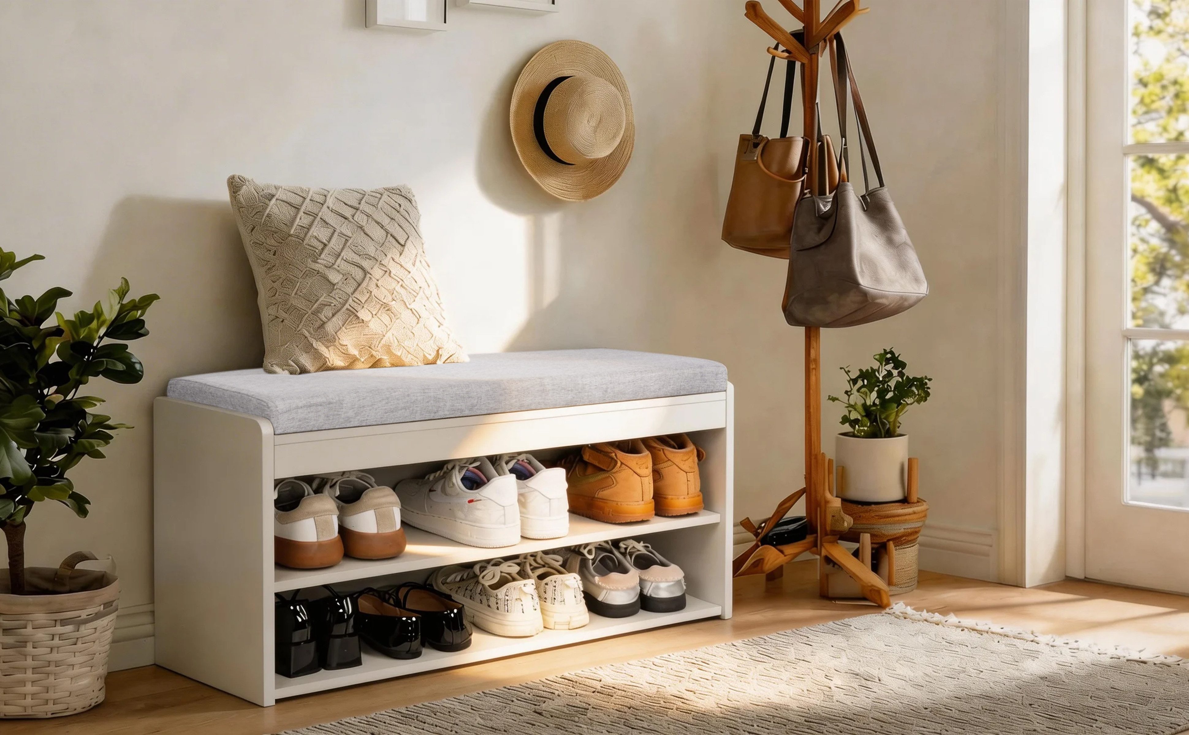 Zedelmaier Sitzbank mit Sitzbank Schuhregal mit Sitzbank 76 x 30 x 45 cm