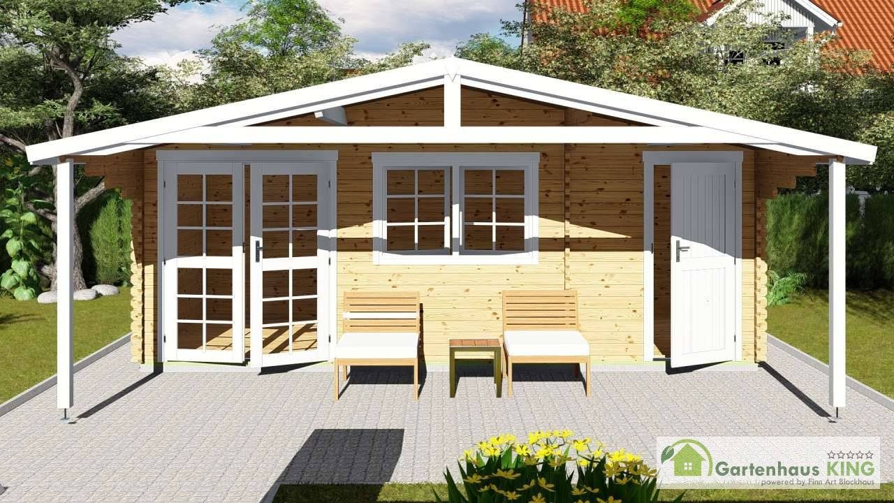 Finn Art Blockhaus Gartenhaus 6x3m Holz Norwegen 57 in 40mm Wandstärke, BxT: 600x300 cm, ohne Fußboden, mit Schindeln rot