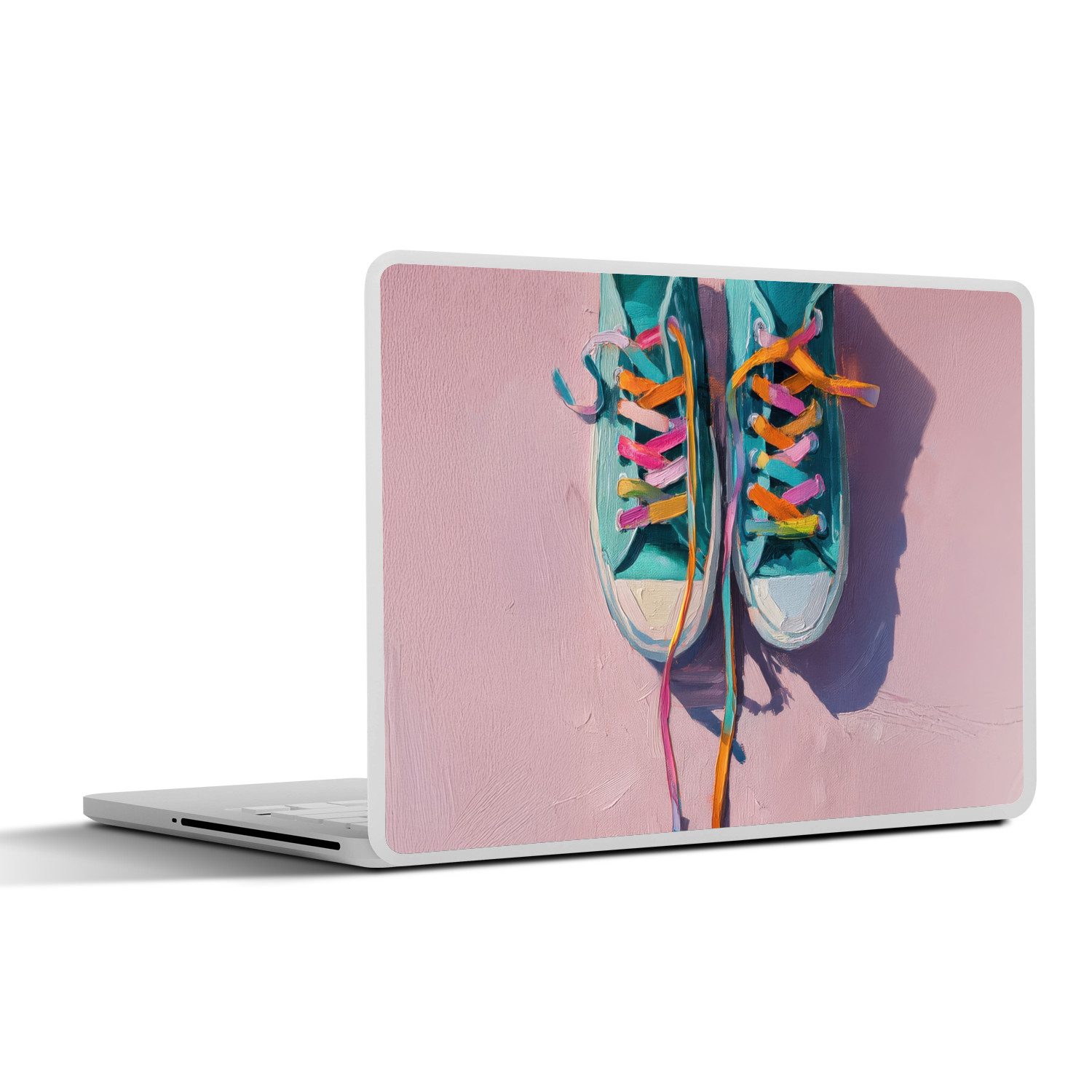 MuchoWow Laptop-Aufkleber Turnschuhe - Schnürsenkel - Bunt - Farbton, (1tlg), Aufkleber Geeignet für Laptops, Schutz vor Kratzern, Sticker, 30x22 cm