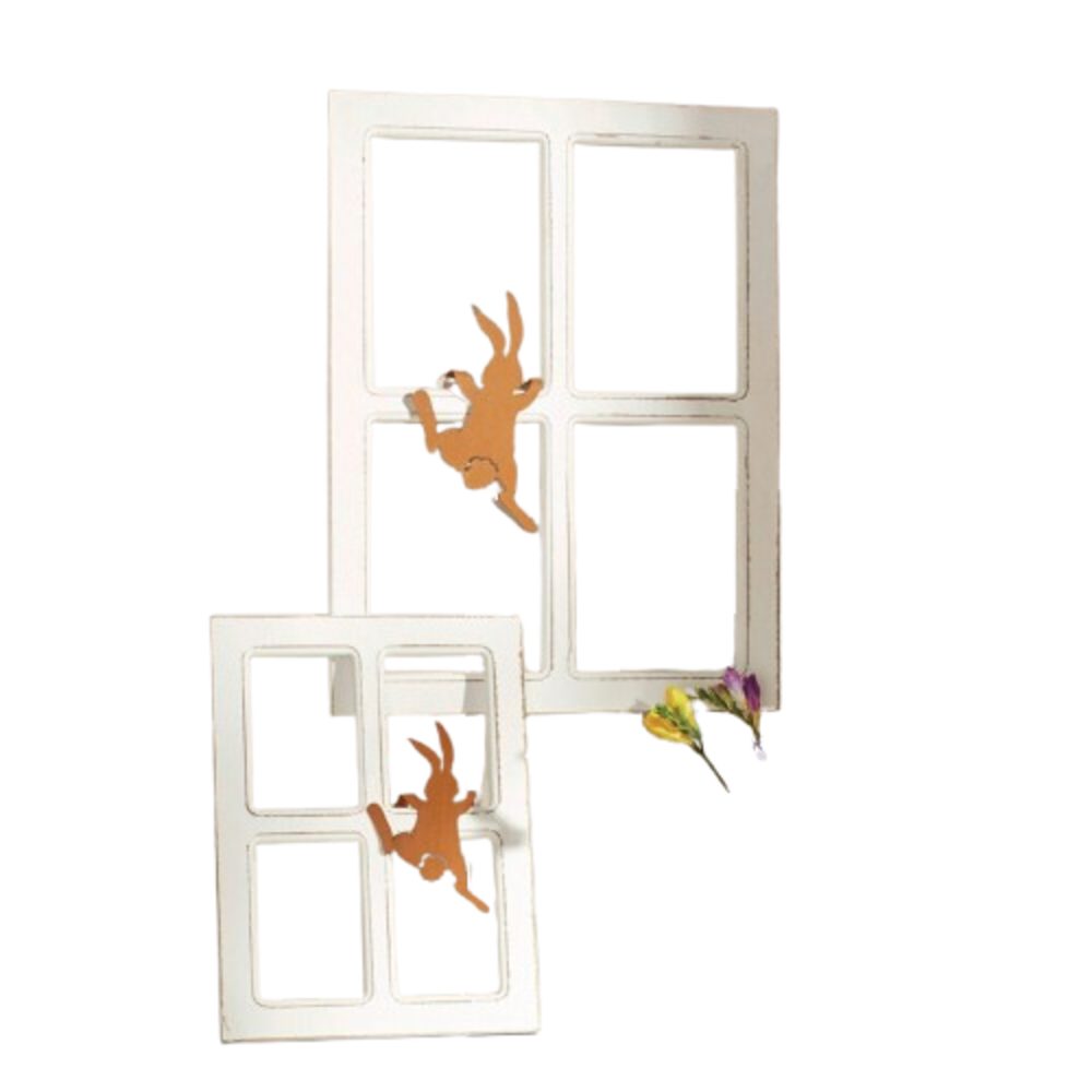 Wanddekoobjekt Dekofenster Shabby Holz Wanddeko Objekt Deko 2er Set