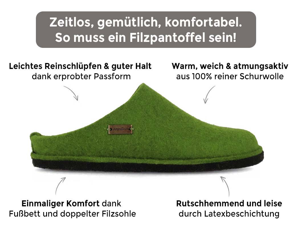 Haflinger Filzpantoffeln Fair Soft Hausschuh Komfort und zeitloses Design