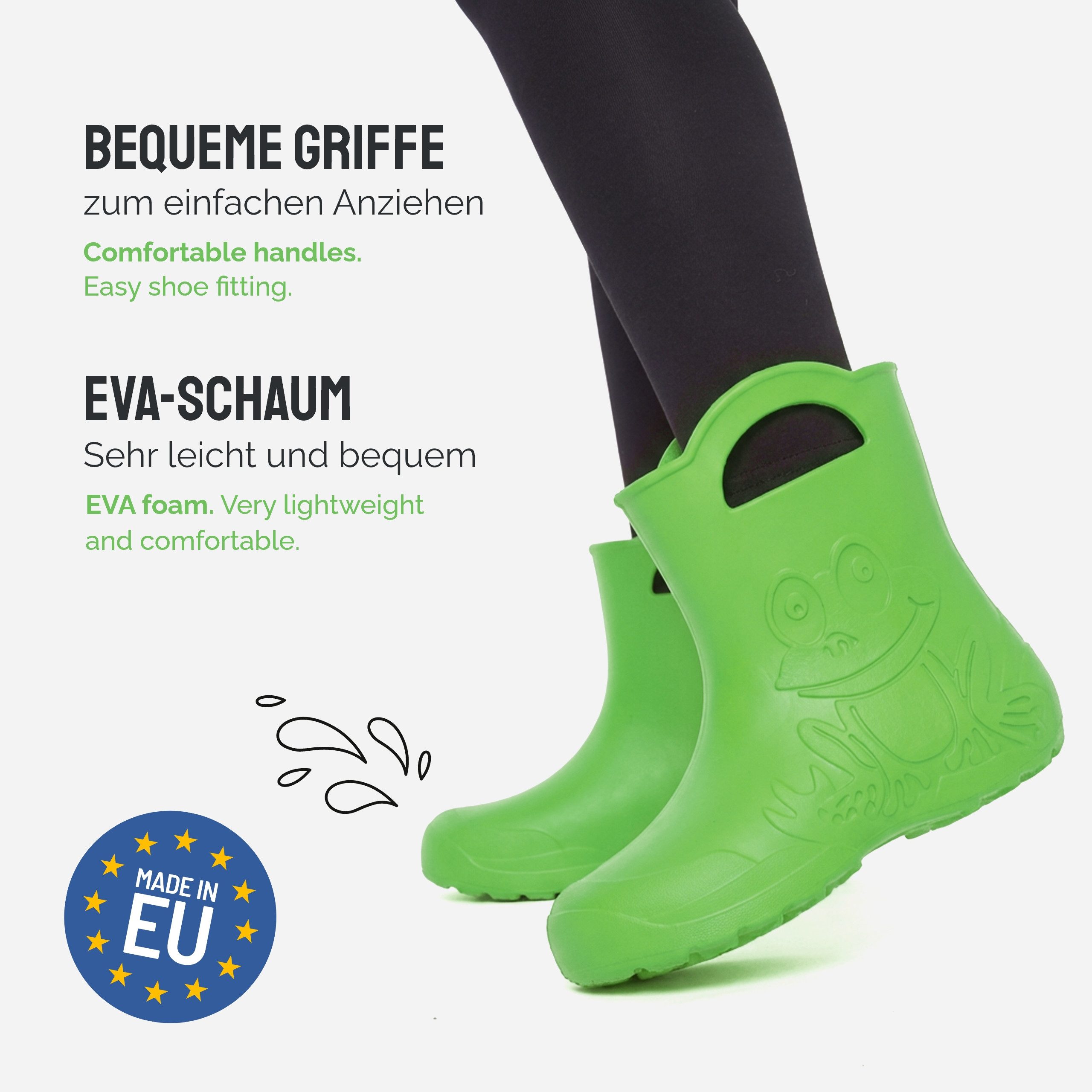 Ladeheid EVA Regenschuhe für Frauen LA-CA-09 Gummistiefel Damen federleichte Gartenschuhe mit Griffen