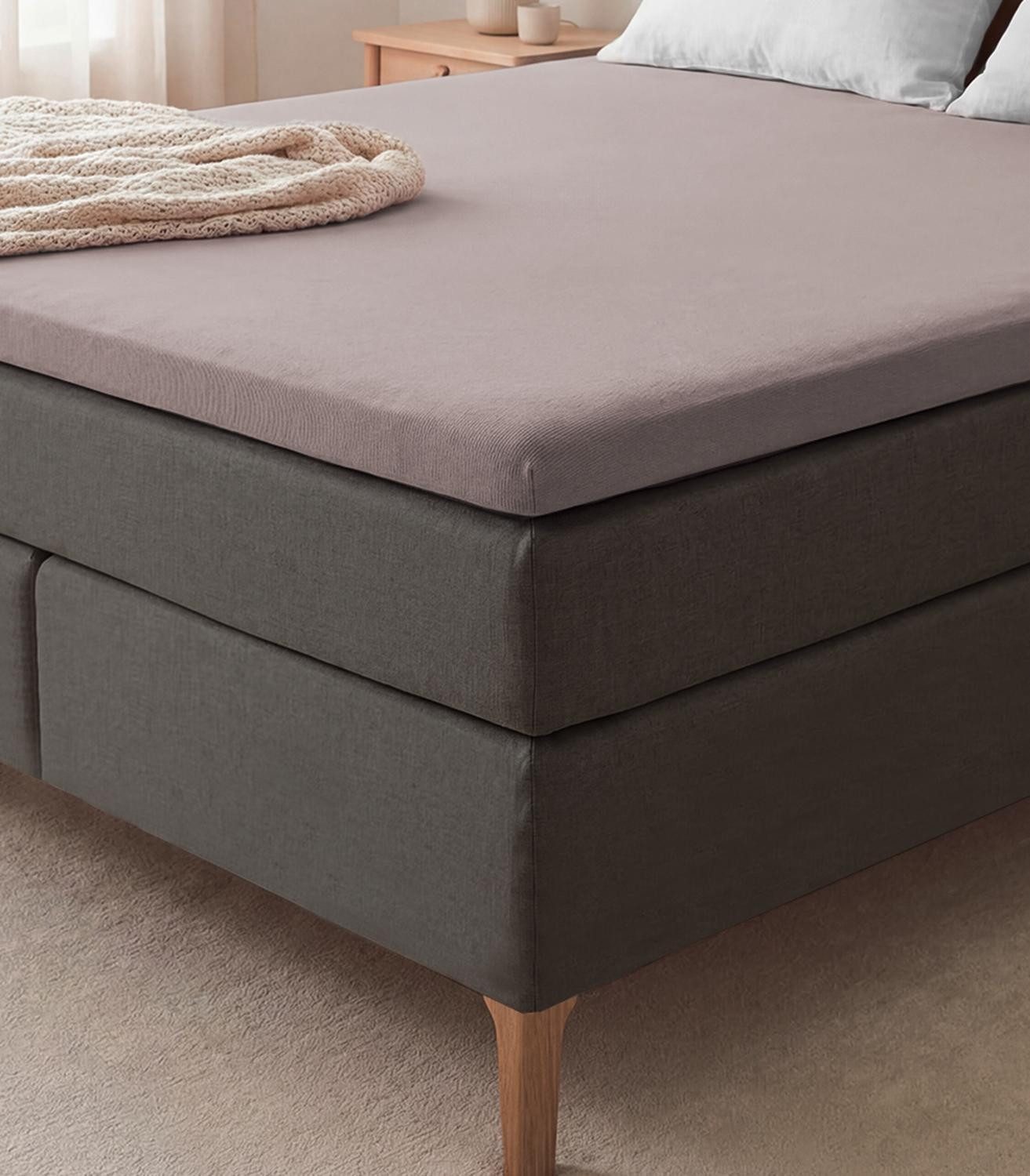 Wülfing Spannbettlaken TOPPY, für Topper, Basaltfarben uni, 90 x 190 cm, Jersey, (1 Stück), Für Topper
