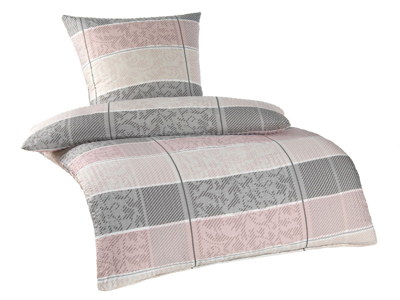 Optidream Bettwäsche Seersucker 135x200 80x80 rosa günstig online kaufen
