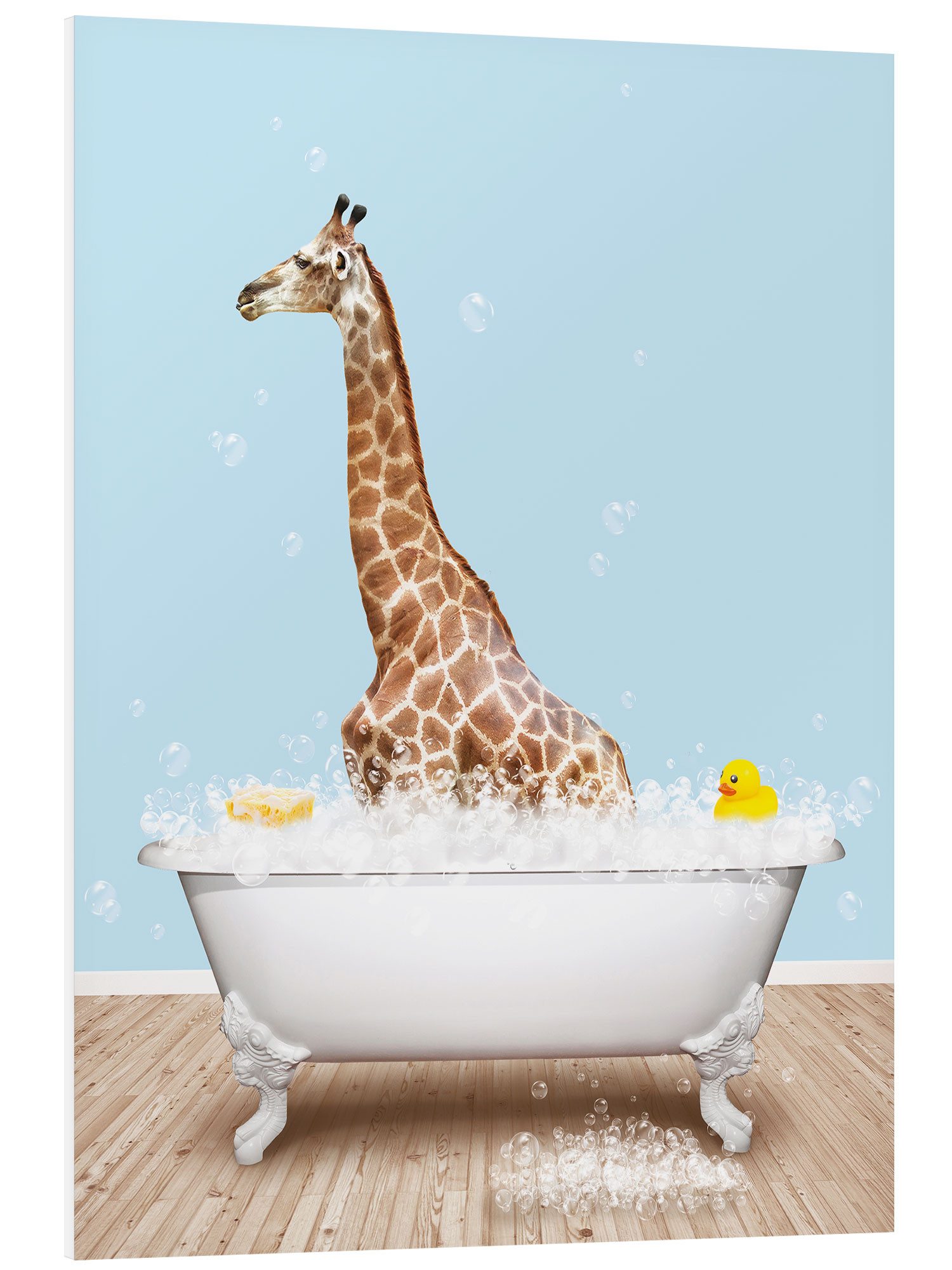 Posterlounge Forex-Bild Pineapple Licensing, Süße Giraffe in der Badewanne, Badezimmer Illustration