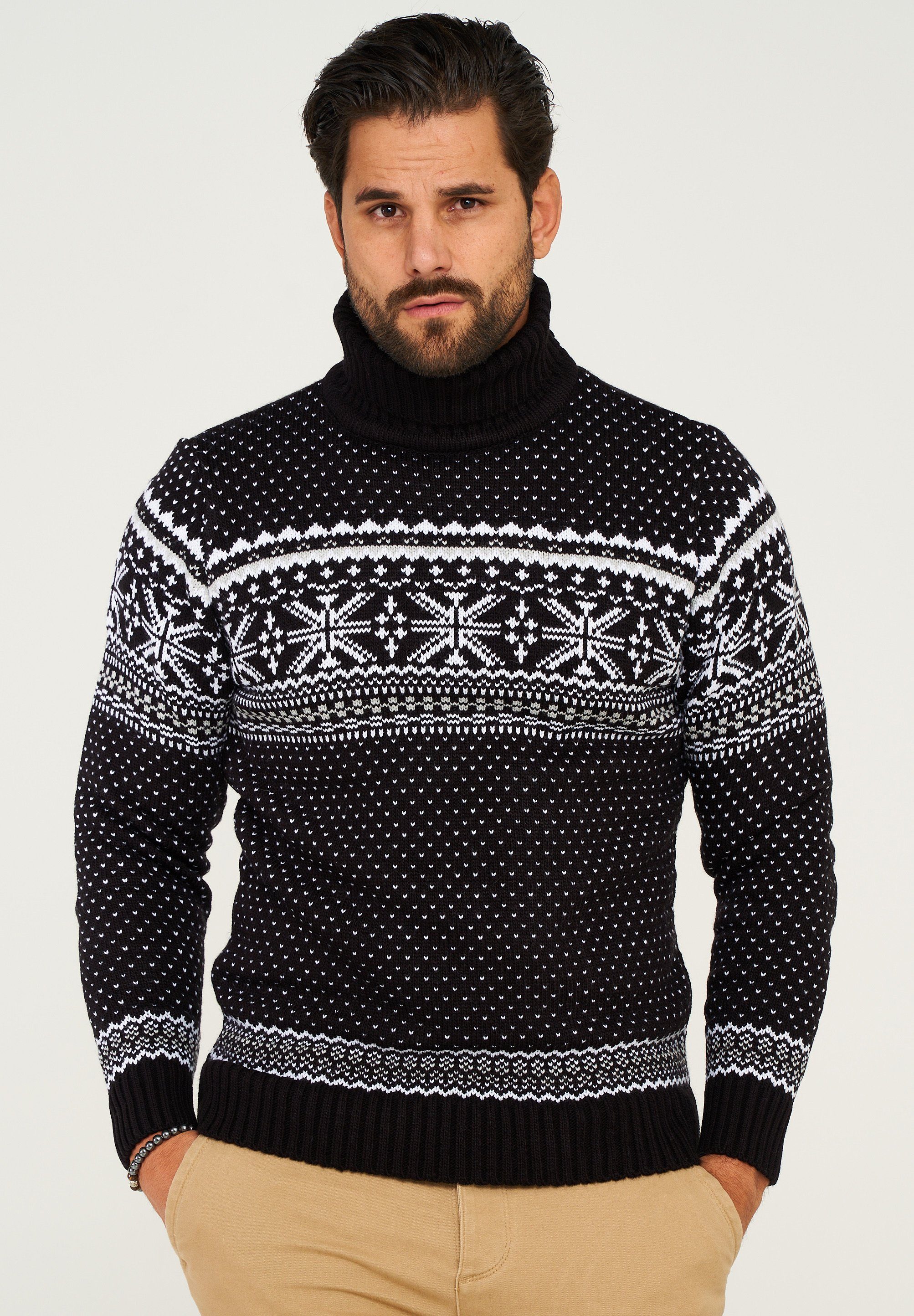 behype Rollkragenpullover BHSALCHA Winter-Grobstrick Pullover Weihnachts-Strickpullover