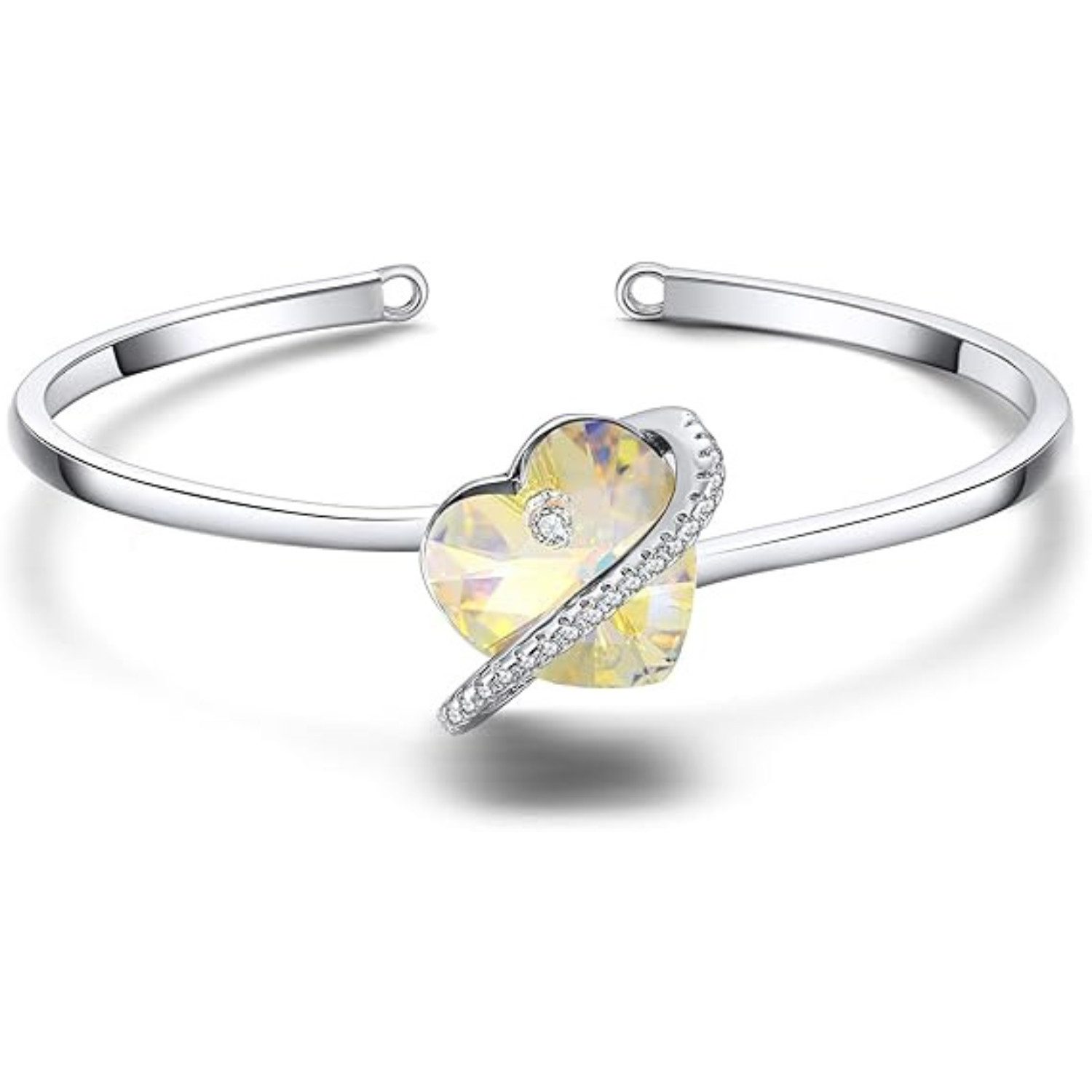 Lisandra Scott Armreif verstellbar mit funkelnden Herz Stein Kristallen - Armband für Damen, Funkelnder Herz-Armreif – verstellbar, edel & ideal als Geschenk