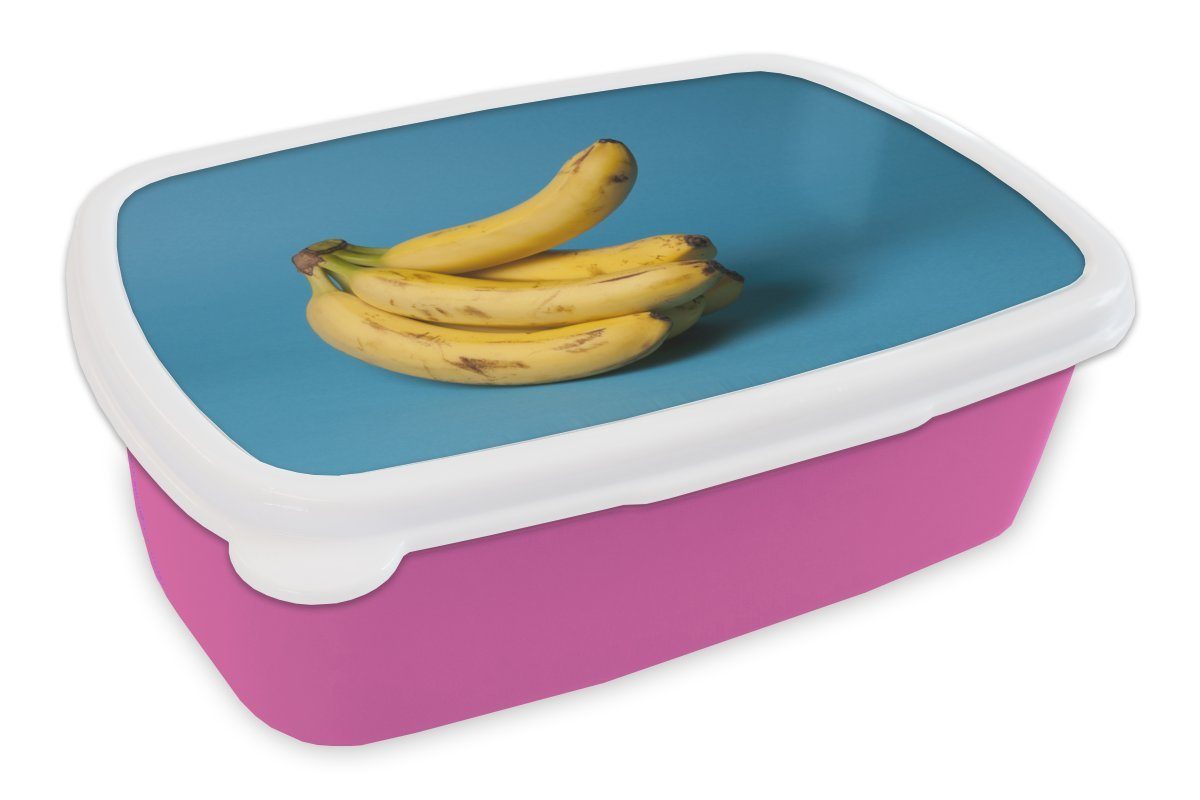 Erwachsene, Snackbox, Mädchen, rosa Kunststoff Kunststoff, - - Kinder, (2-tlg), für Lunchbox Obst Banane MuchoWow Brotdose Brotbox Blau,