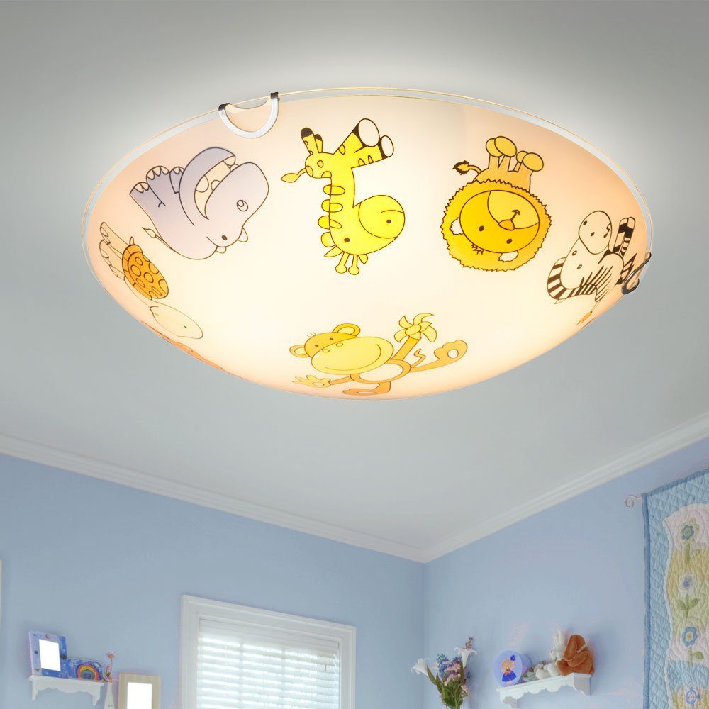 Warmweiß, etc-shop Spiel Decken Leuchtmittel Beleuchtung Lampe Motiv Dekolicht, Tier Kinder inklusive, Zoo