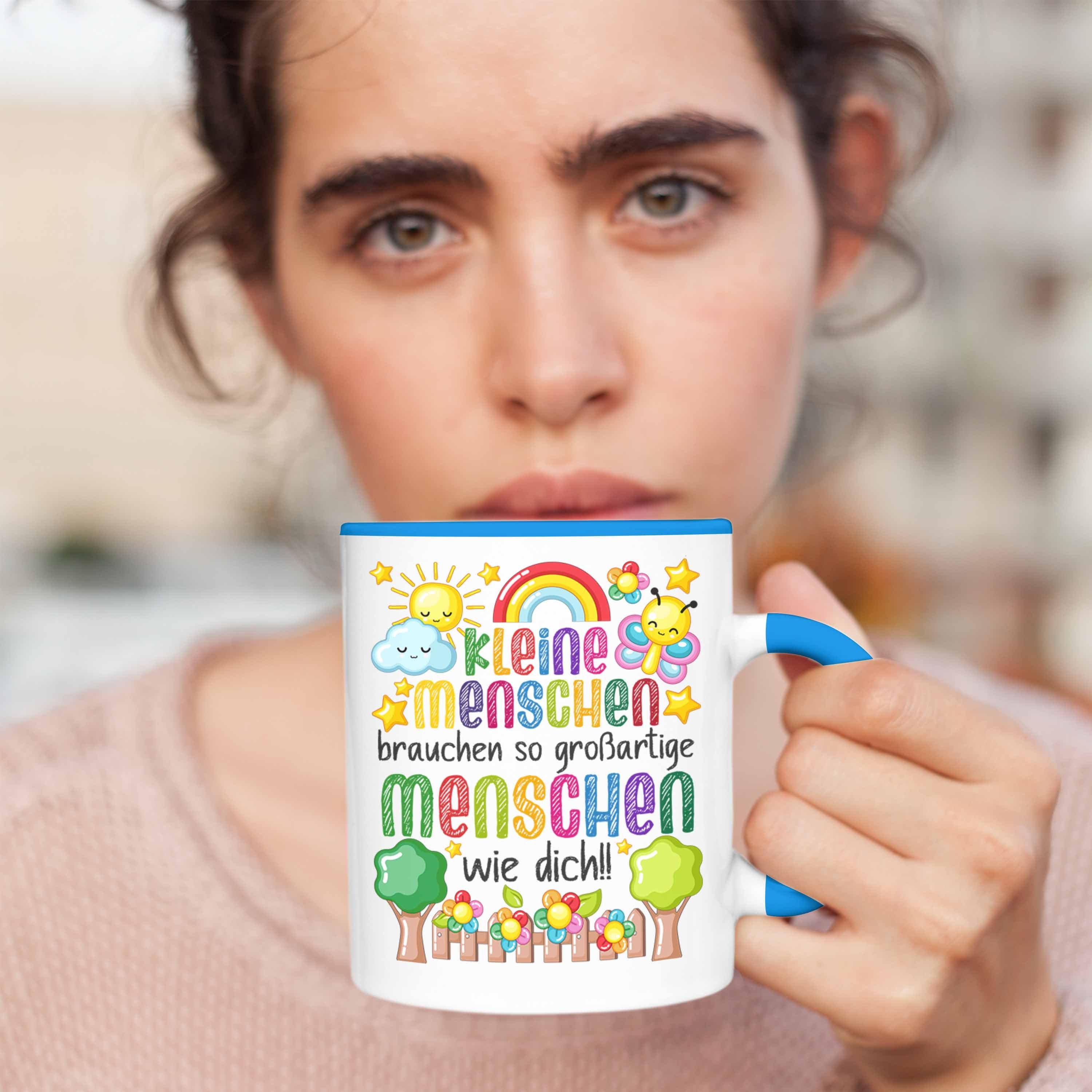 Trendation Tasse Trendation - Erzieherin Kindergärtnerin Menschen Dankeschön Tasse Wie Danke Beste Spruch Abschiedsgeschenk Großartige Geschenk Dich Blau