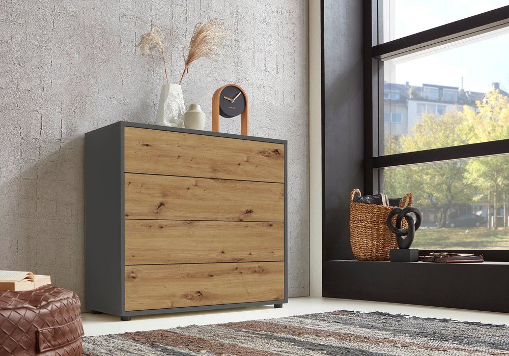 BMG Möbel Kommode Mailand 3 (Schubladenkommode Sideboard Kommode Anrichte, in verschiedenen Farben), Push-to-open-Funktion