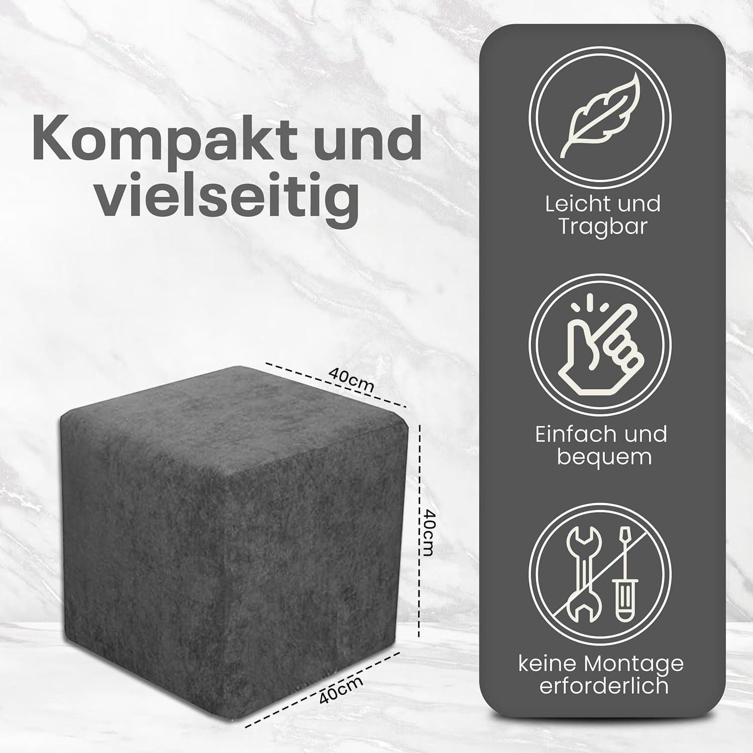 Best for Home Sitzhocker Best For Home Cube Pouf – Stilvoller Samt Hocker & günstig online kaufen