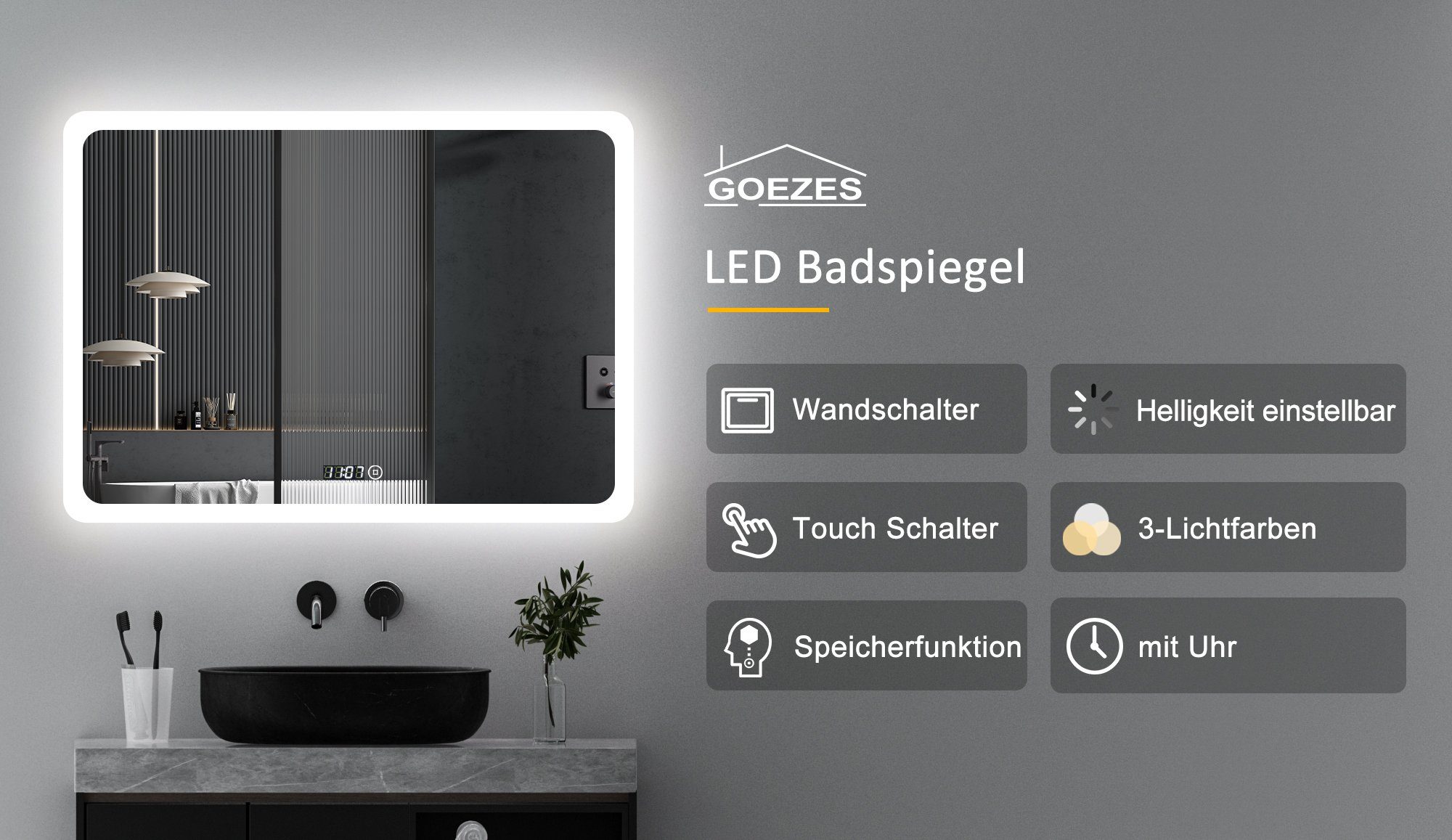 WDWRITTI Wandspiegel 80x60 Spiegel mit beleuchtung günstig online kaufen
