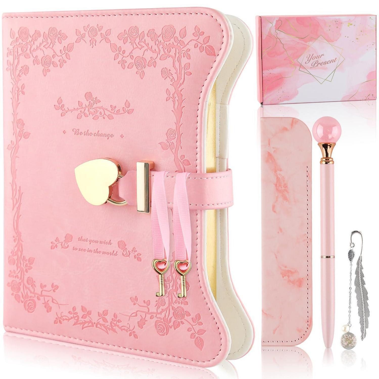 LuxusKollektion Tagebuch Tagebuch mit Schloss Herzrosa Geschenkset