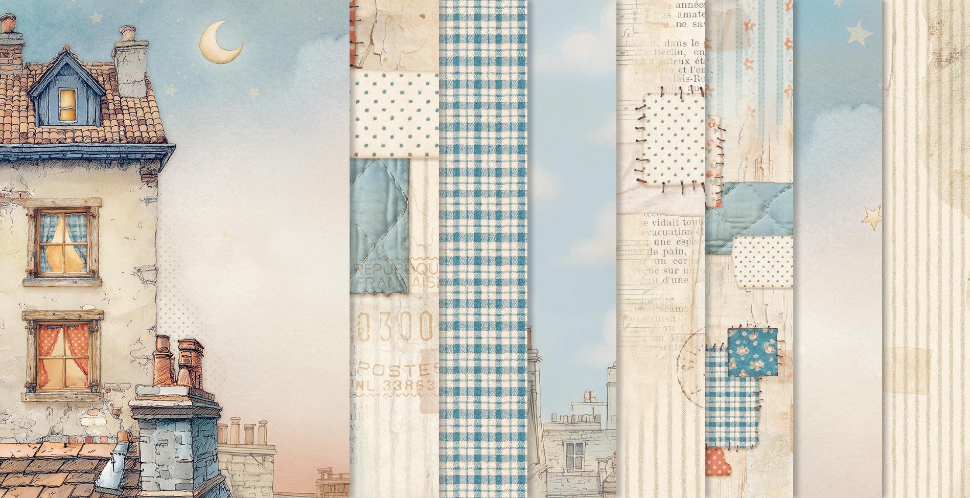 Stamperia Seidenpapier Motiv-Strohseide Backgrounds Family, DIN A6, 8er Set