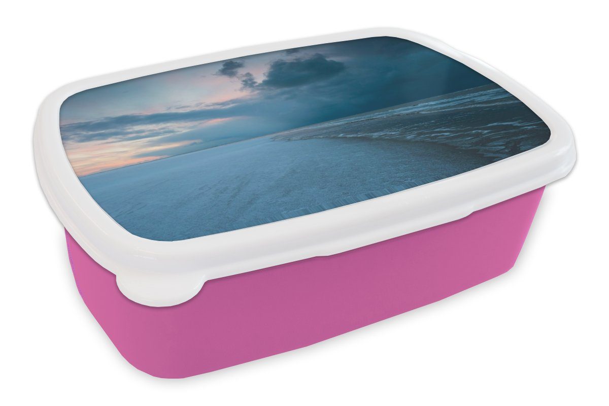 MuchoWow Lunchbox Nordsee - Sturm - Wasser, Kunststoff, (2-tlg), Brotbox für Erwachsene, Brotdose Kinder, Snackbox, Mädchen, Kunststoff rosa