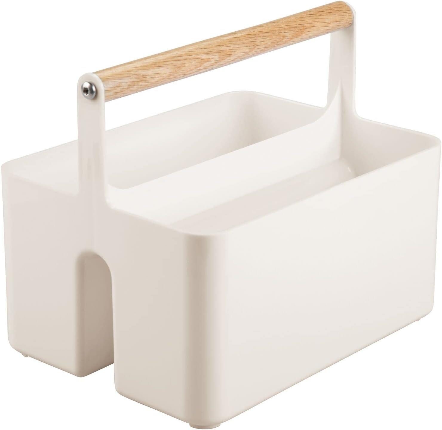 mDesign Aufbewahrungssystem mDesign Baby Organizer Sortierbox Behälter 2 Fächer Holzgriff Kunsts