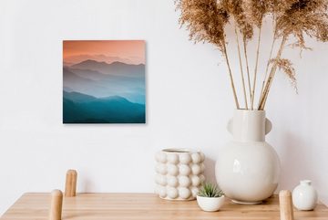OneMillionCanvasses® Leinwandbild Berge - Sonne - Orange - Natur, (1 St), Leinwand Bilder für Wohnzimmer Schlafzimmer