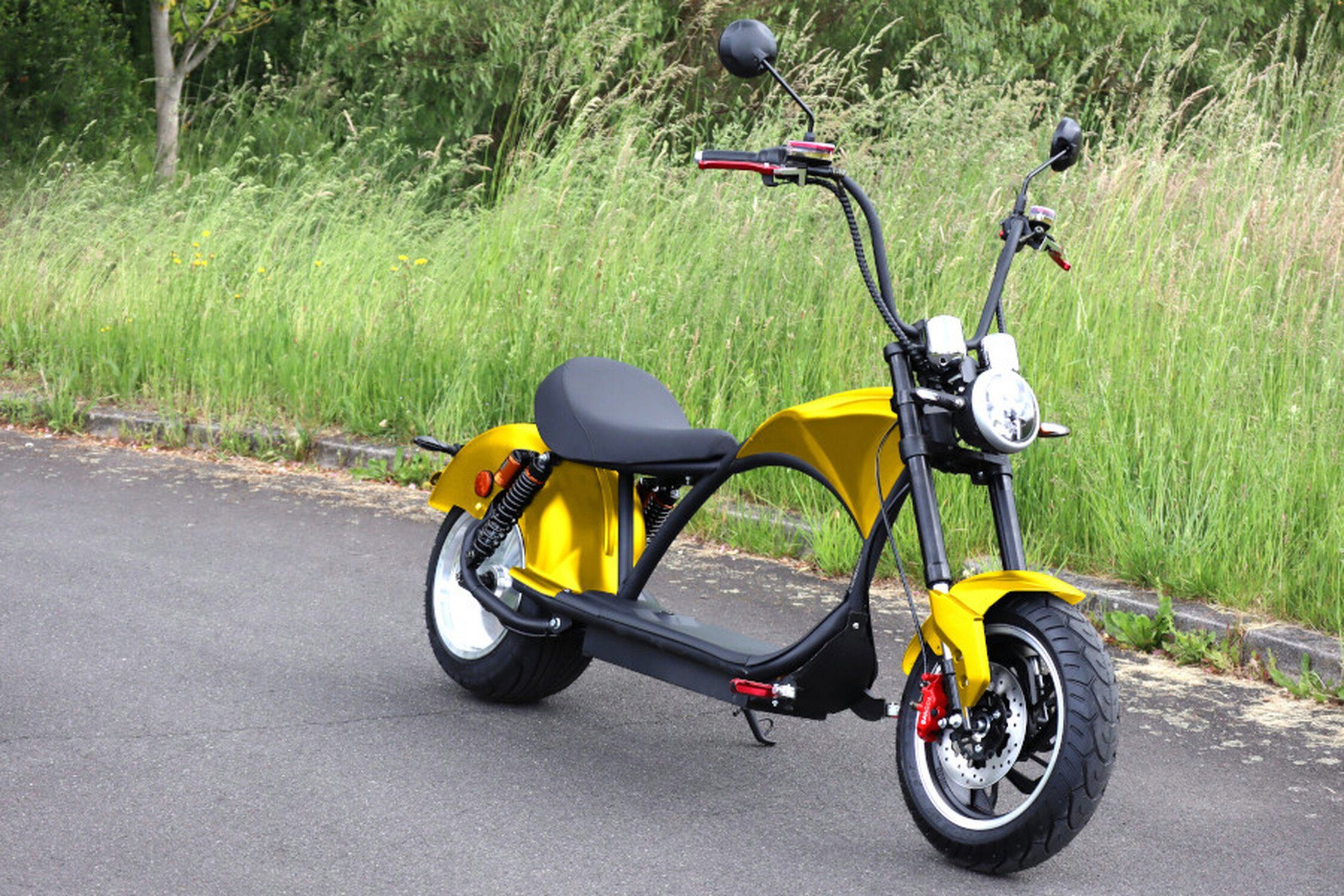 TPFLiving E-Scooter Coco Bike e-Chopper gelb Scheibenbremsen - Elektroroller mit x 1 Jahren Volt/20Ah, - 14 Farbe: -Akku: ab 50 km/h, 60 elektro Roller