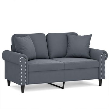 vidaXL Sofa 2-Sitzer-Sofa mit Zierkissen Dunkelgrau 120 cm Samt