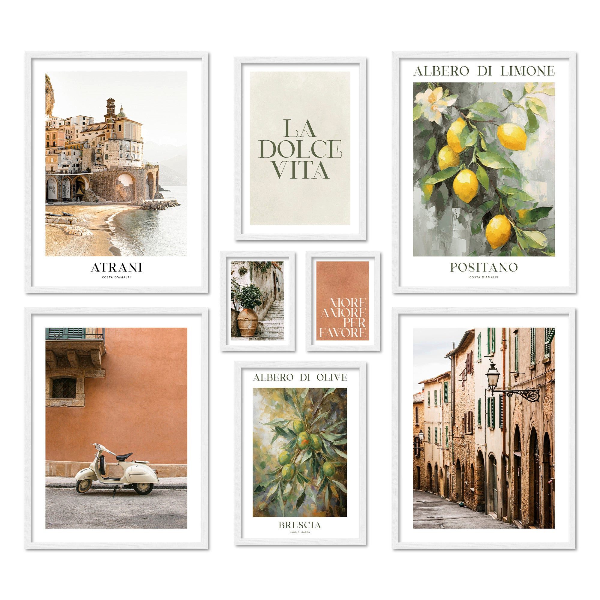 Bilder-Collage Poster Set La Dolce Vita Italy I mehrteilige Bilderwand I Wandbilder I