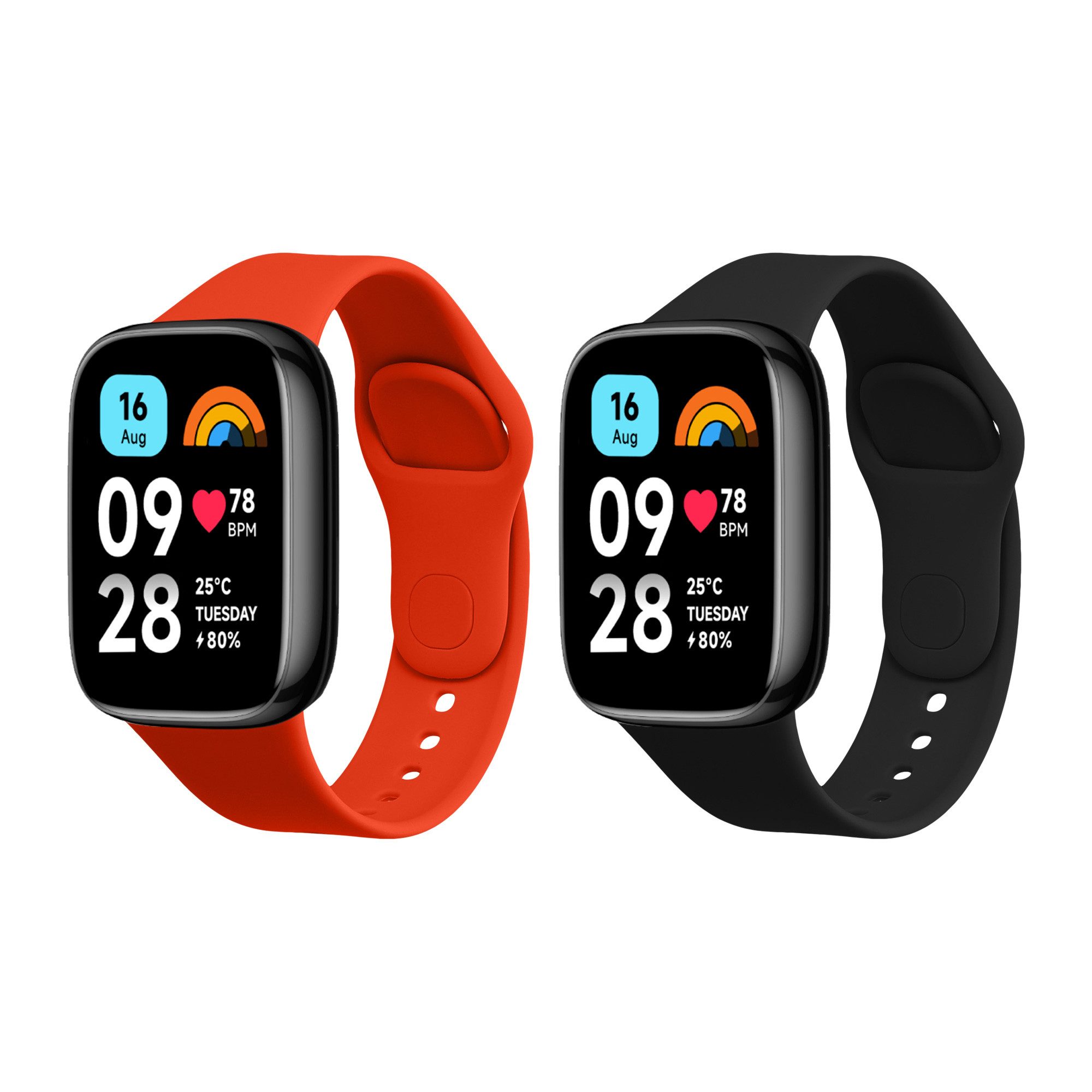 kwmobile 2x Uhrenarmband für Xiaomi Redmi Watch 3 Active Armband Smartwatch, 2-tlg., Fitnesstracker Band Set aus TPU Silikon - Ersatzarmband Smartwatch