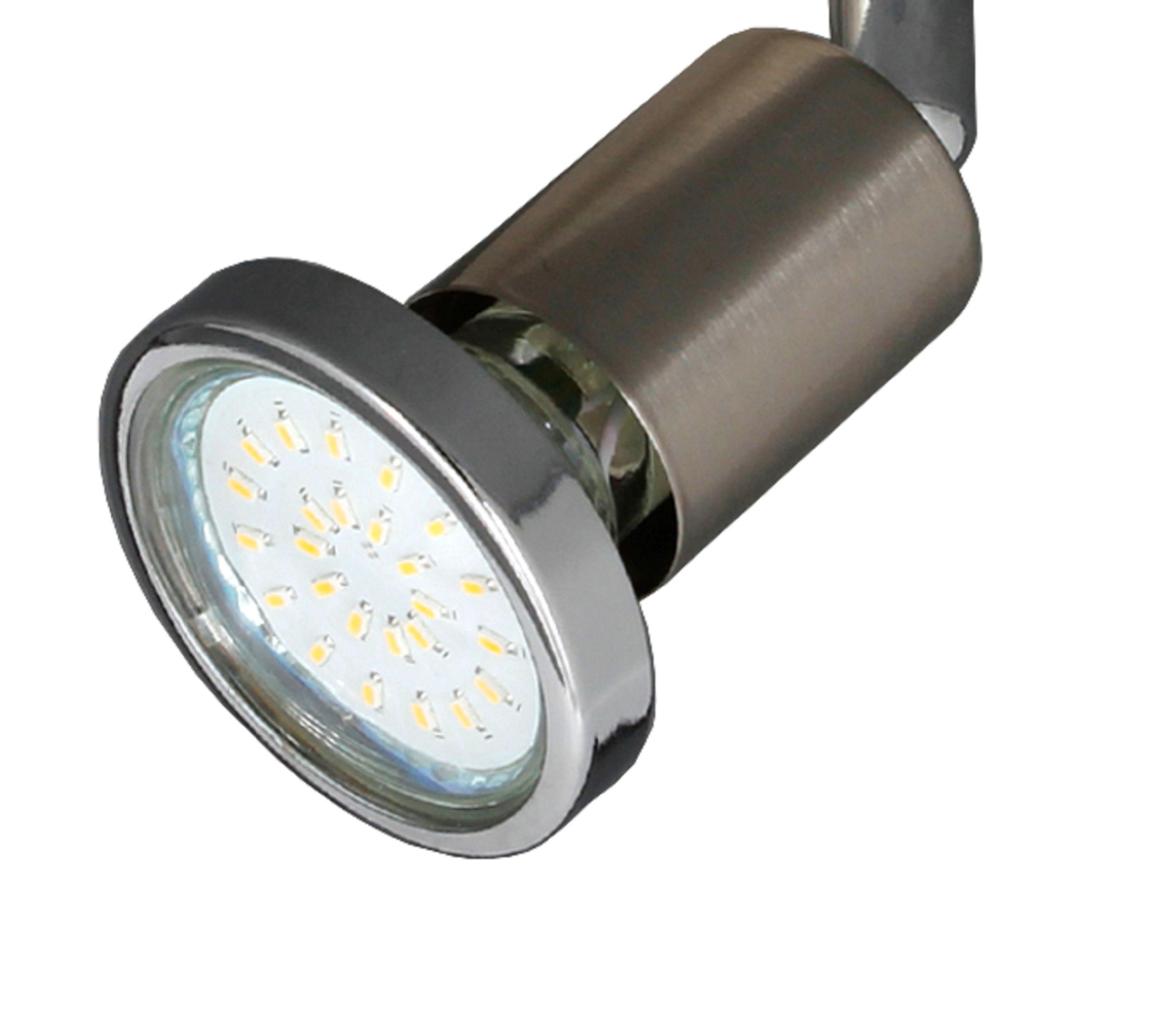 TRANGO LED Deckenspots, 1-flammig 2935-012 LED Wandleuchte FINNO in Edelstahl-Optik inkl. 1x 3 Watt GU10 LED Leuchtmittel I Deckenlampe I Deckenstrahler I Deckenspots, Leselampe schwenkbar und drehbar