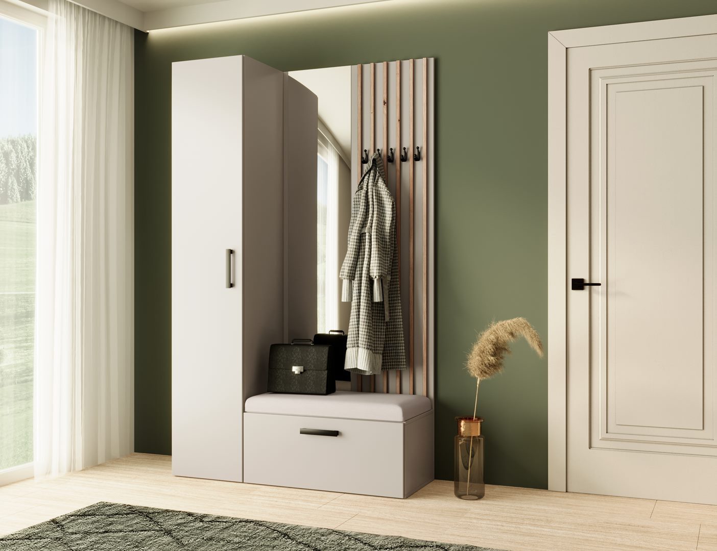 Beautysofa Garderobenschrank mit großem Spiegel und Kleiderstange MARGARET günstig online kaufen