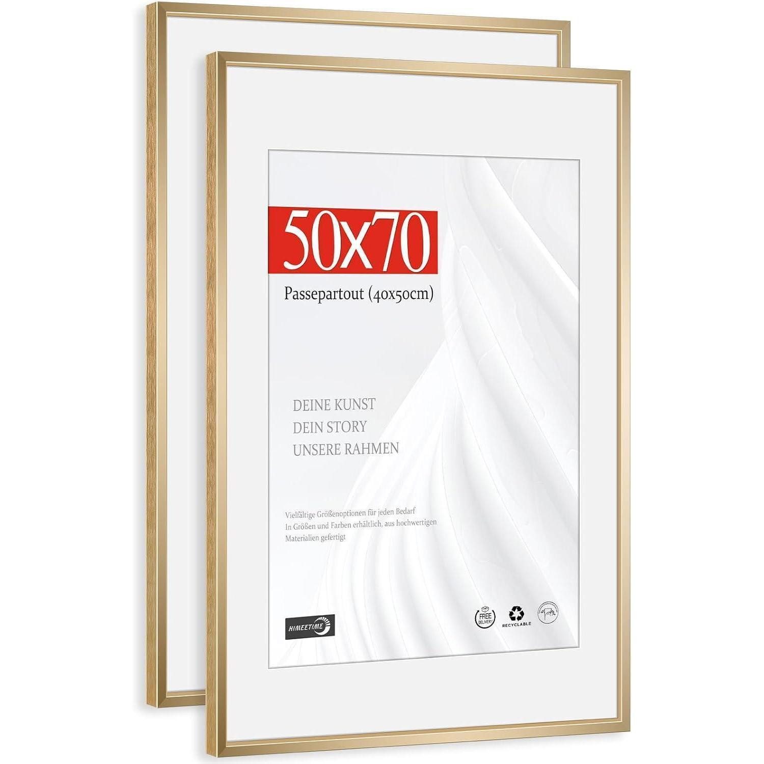 LuxusKollektion Bilderrahmen-Set Bilderrahmen A2 42x59cm Alu Champagner Gold A2(42x59,4cm) 2x