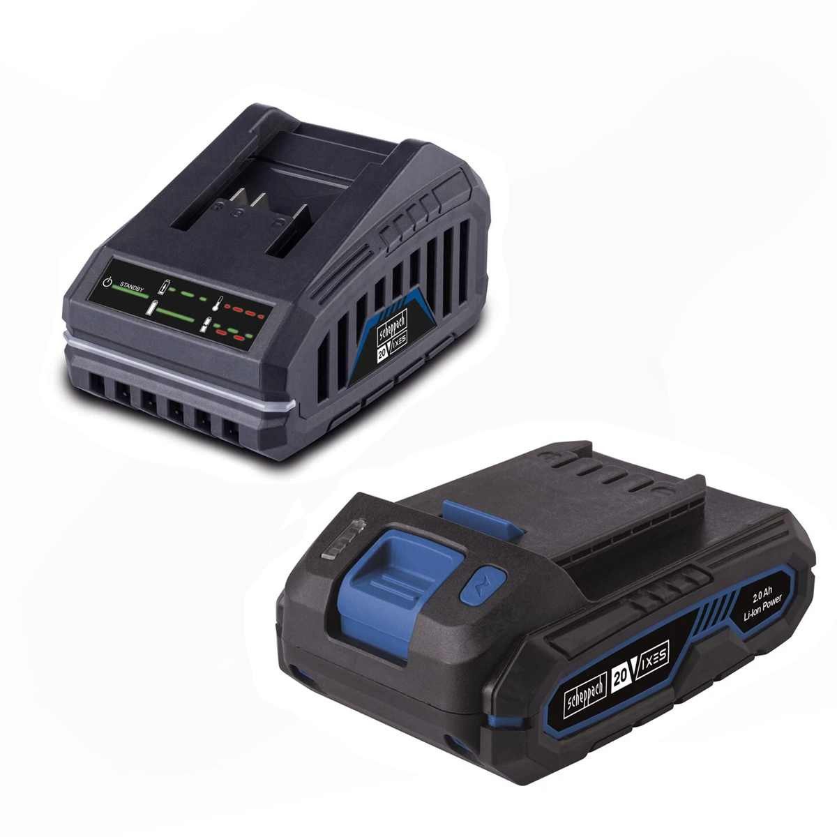 Scheppach Scheppach Starter Kit SBSK2. Akku 2.0 Ah & Ladegerät 20V-IXES-Serie Werkzeug-Akku-Ladetechnik
