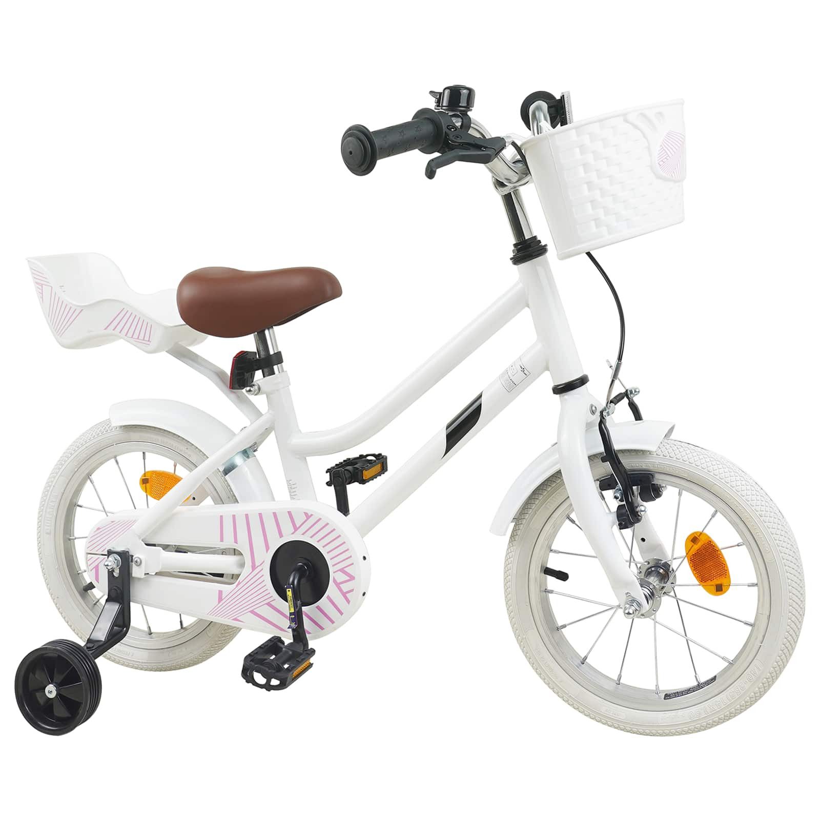 vidaXL Kinderfahrrad 90 x 49 x 67,5 cm Kinderfahrrad 12 Zoll für 2-4 Jahre alt Weiß Stützrä
