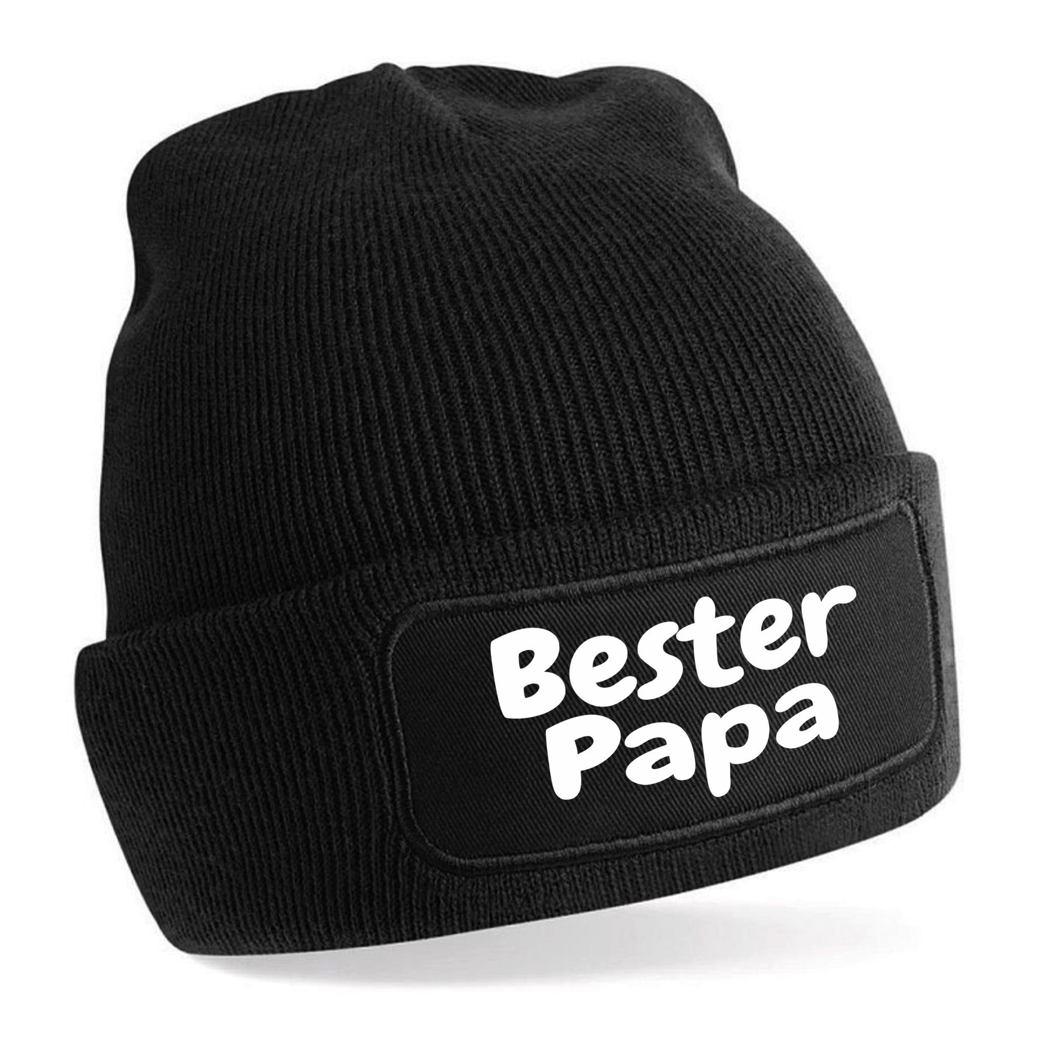 Herzbotschaft Beanie Strickmütze mit Spruch Bester Papa (Mütze mit Aufdruck, Skimütze) Unisex SoftTouch angenehm weiche und warme Wintermütze Einheitsgröße