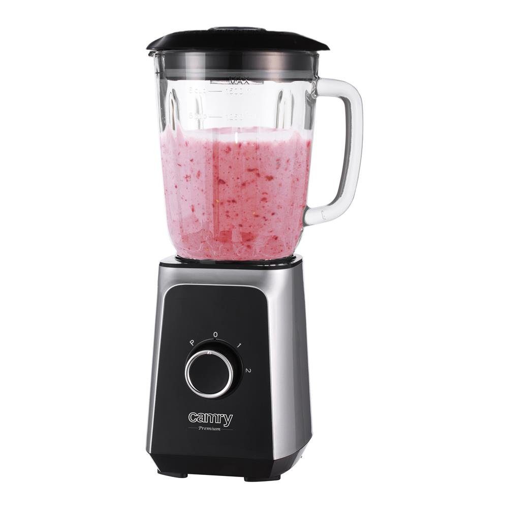 Camry Standmixer CR 4077, 1000 W, 2 Geschwindigkeitssufen, 1,5 L  Glasbehälter, Klingen aus Edelstahl, mit Ice-Crusher, Smoothie-Maker,  Mixer, Schwarz, 2 Geschwindigkeitsstufen