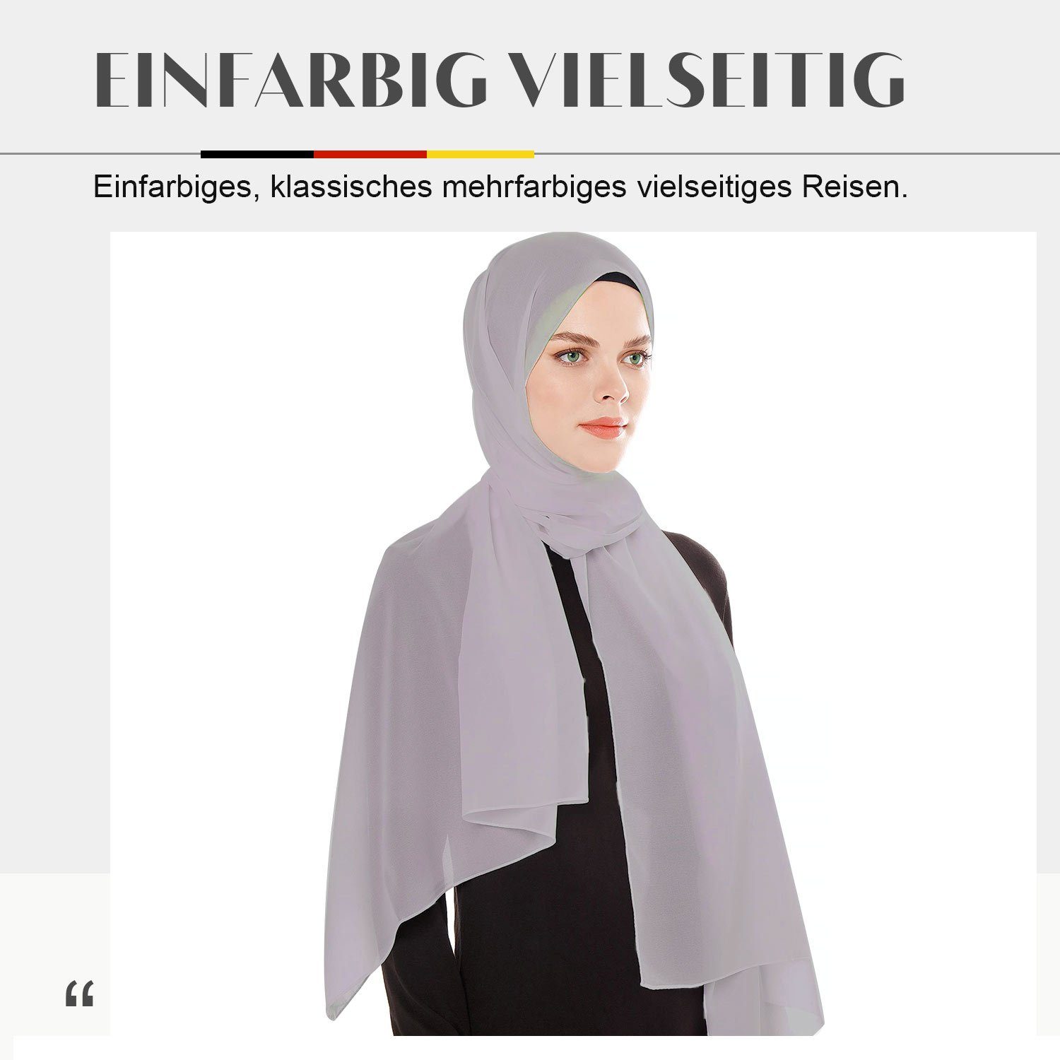 MAGICSHE Halstuch Seidentücher Weicher Chiffon Kopftuch,72*175CM Kopftuch, Chiffon, islamische 18# Moderne Frauen Bandana