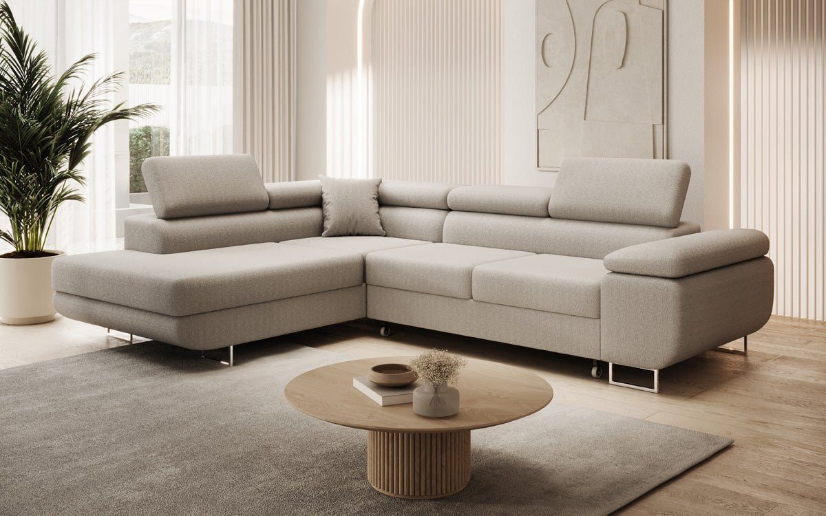 Luxusbetten24 Schlafsofa Designer Sofa Aston in Bouclé, mit Stauraum und Schlaffunktion