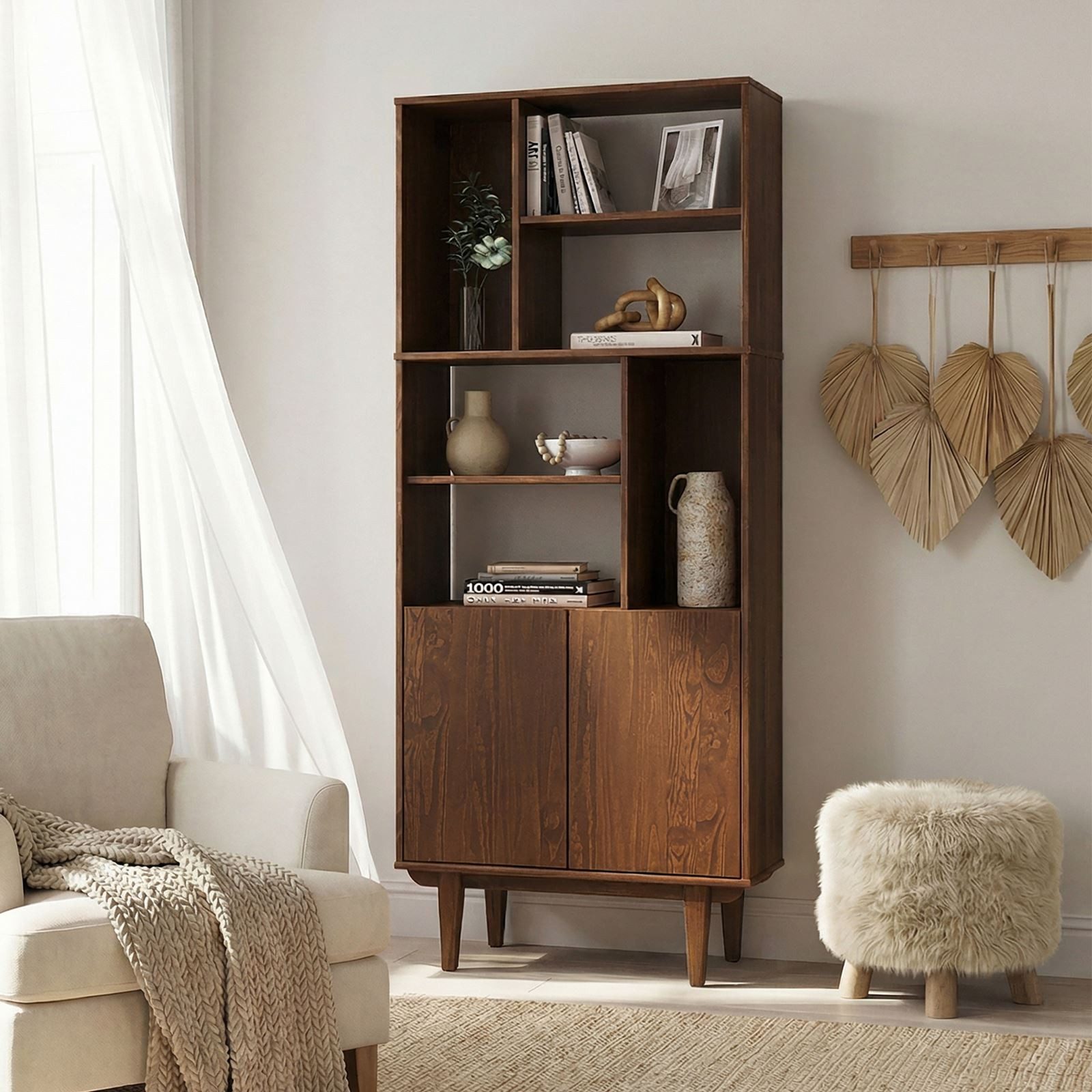 IDIMEX Regal SIMONA, Modernes Holzregal mit Türen & Fächern Design Regal kastanien farben